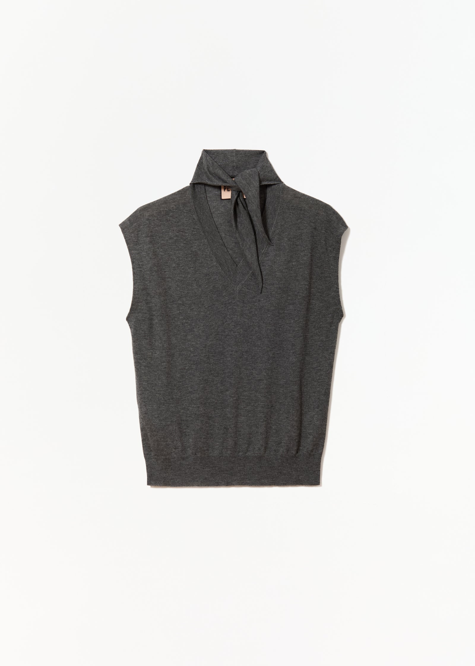 GREY KNIT VEST WITH SHAWL