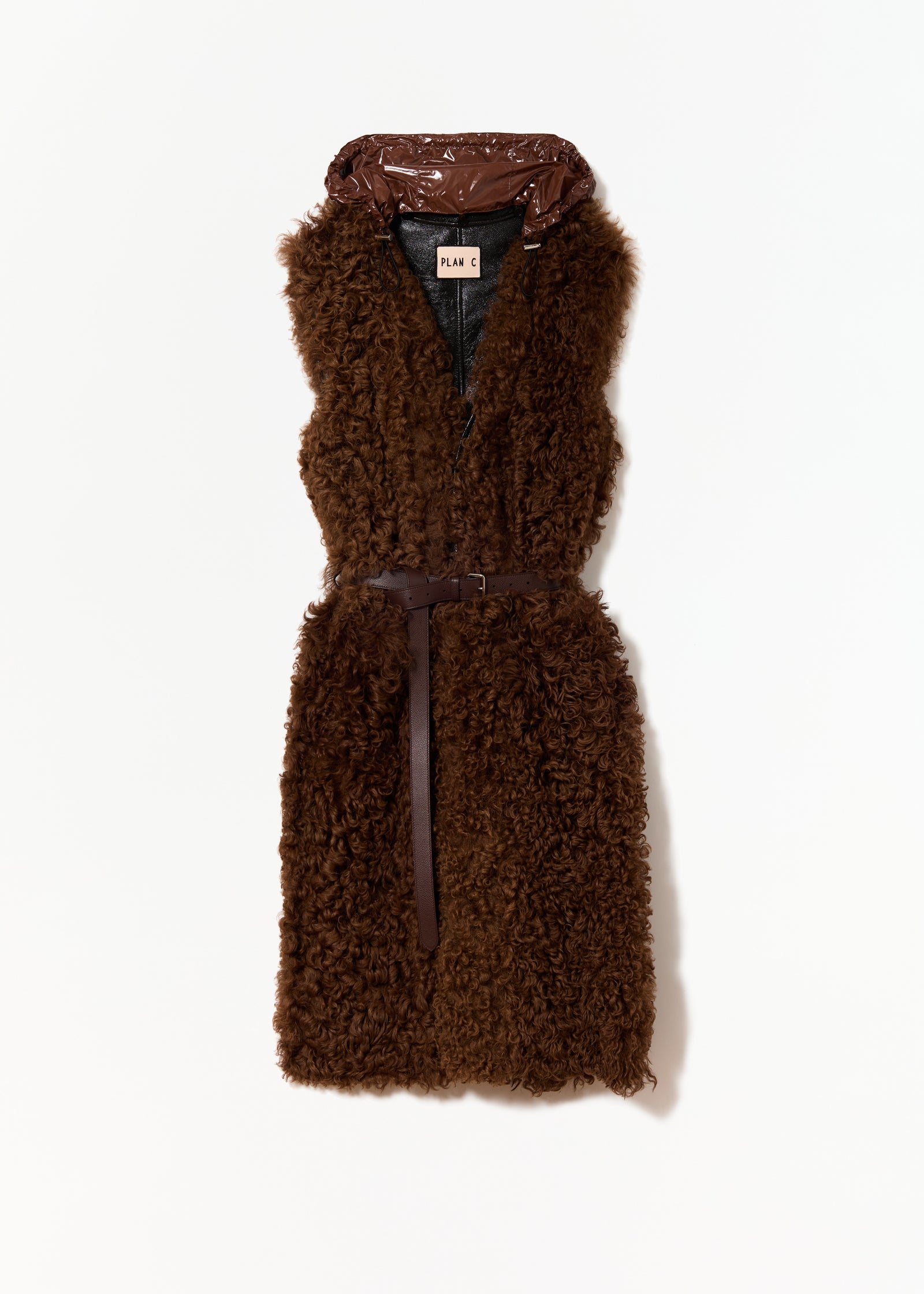 SHEARLING HOODED VEST