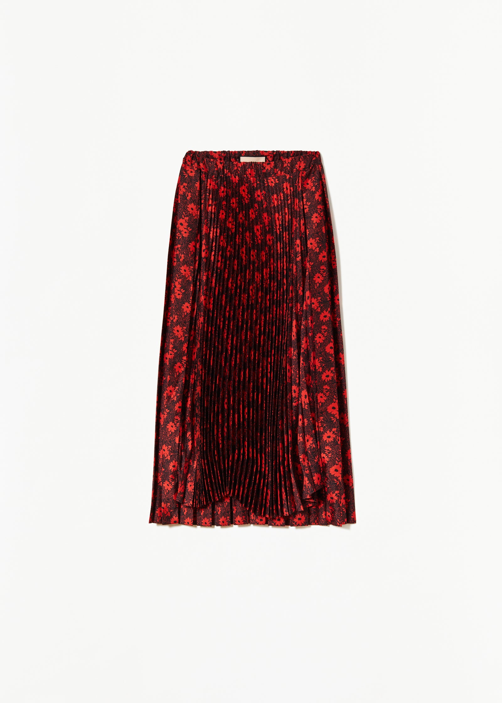 FLOWER PRINT PLEATED MIDI SKIRT