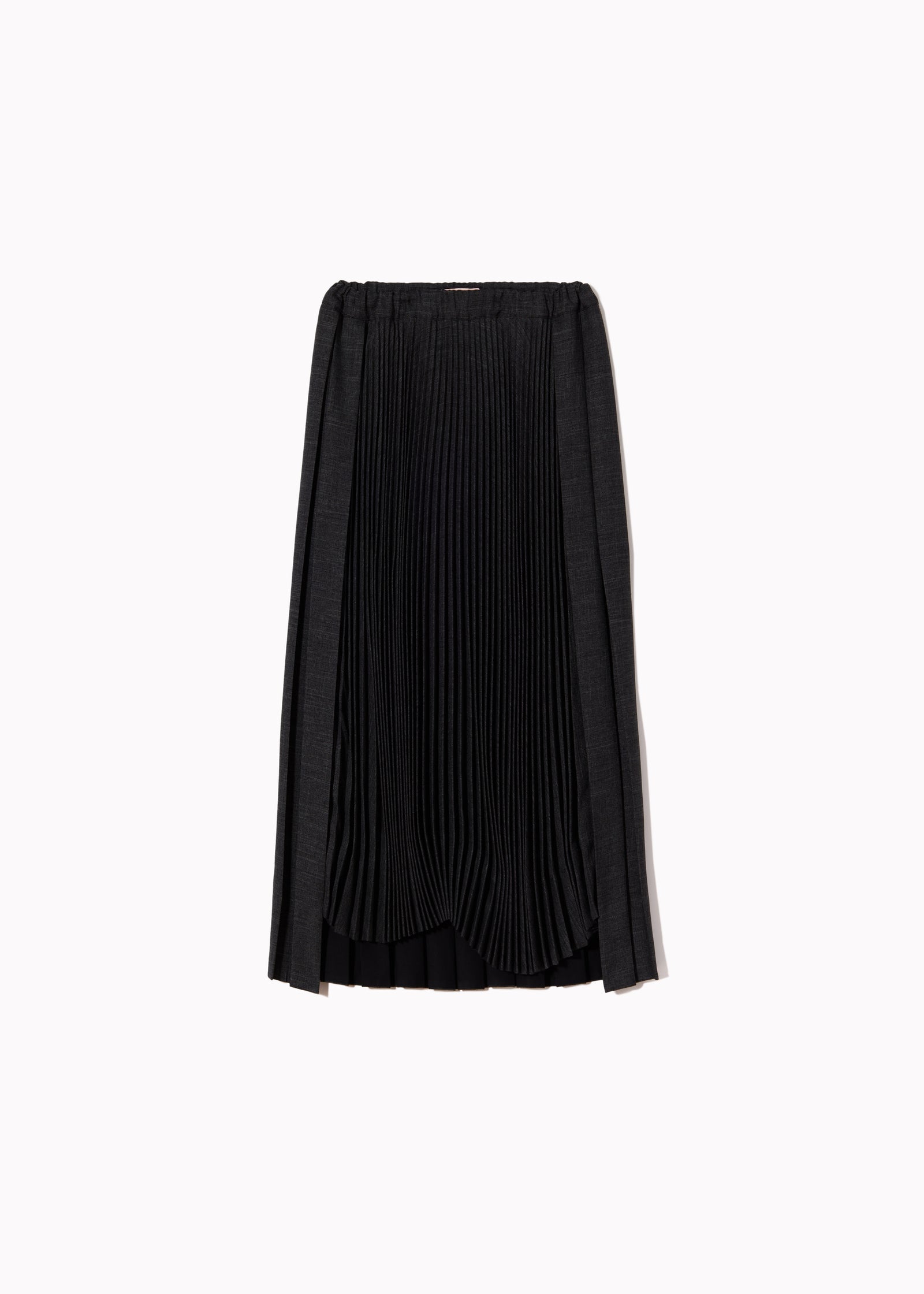 GREY MELANGE PLEATED MIDI SKIRT