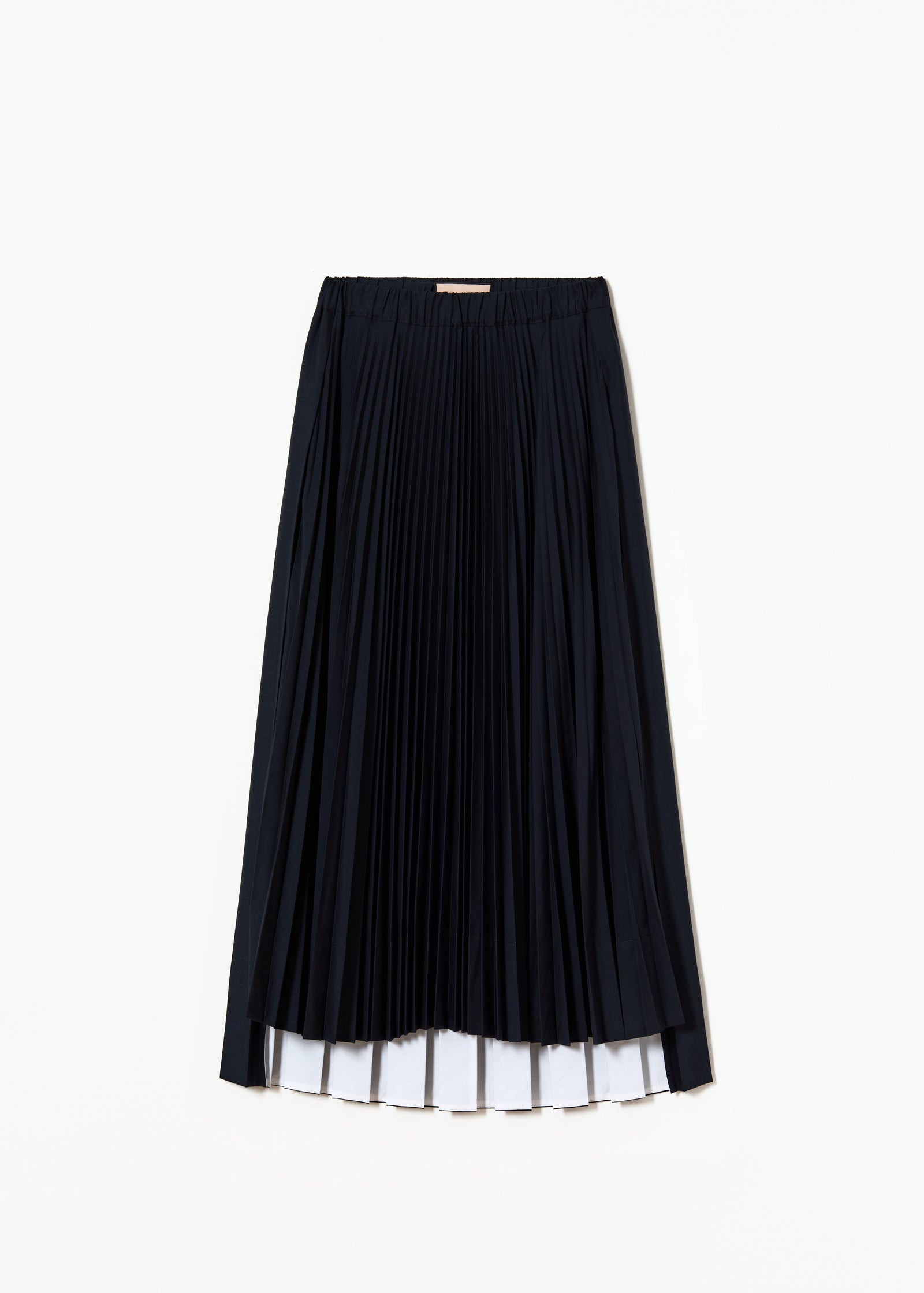 BLUE BLACK PLEATED MIDI SKIRT