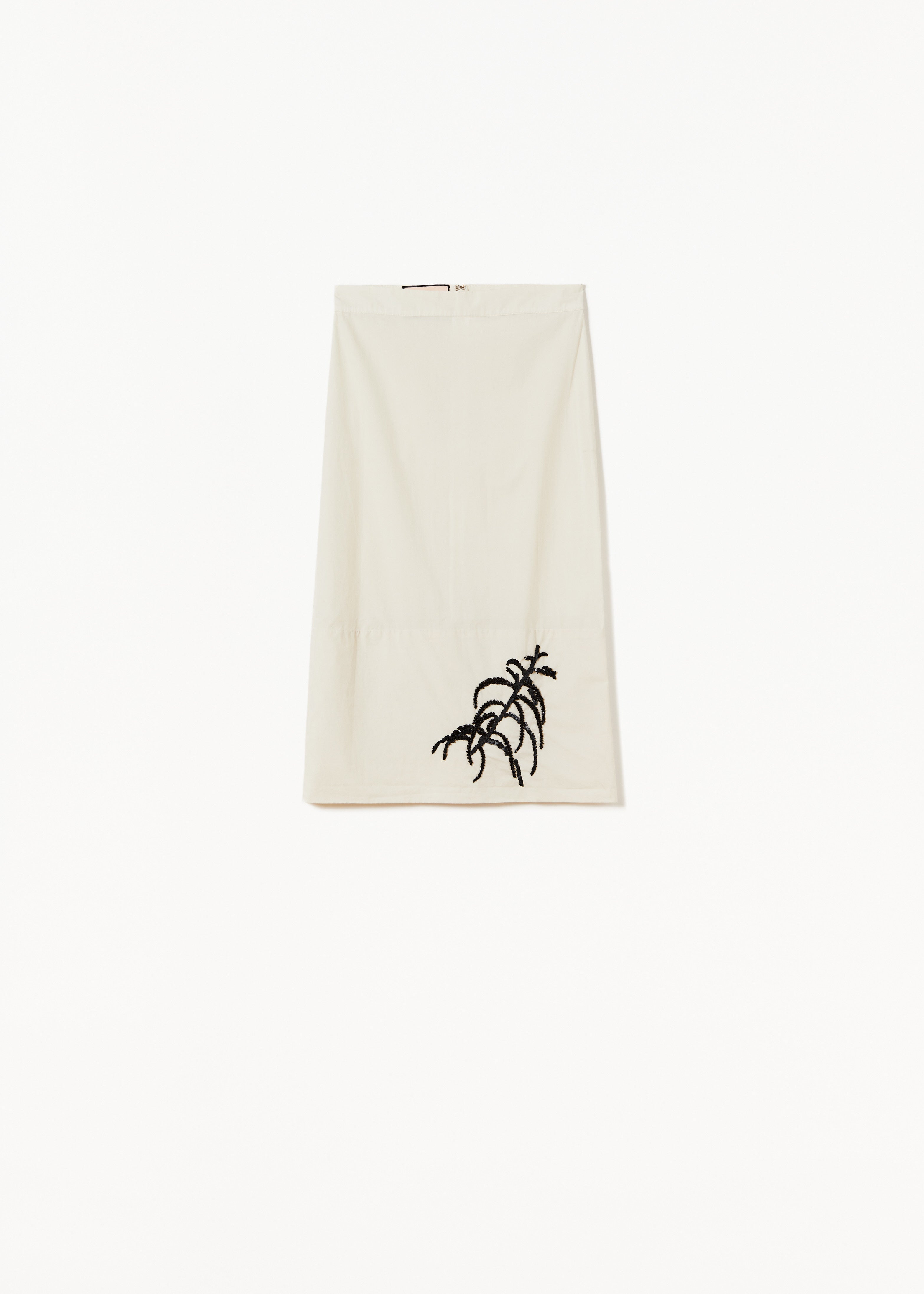 TECHNICAL COTTON MIDI SKIRT WITH SEQUIN EMBROIDERY