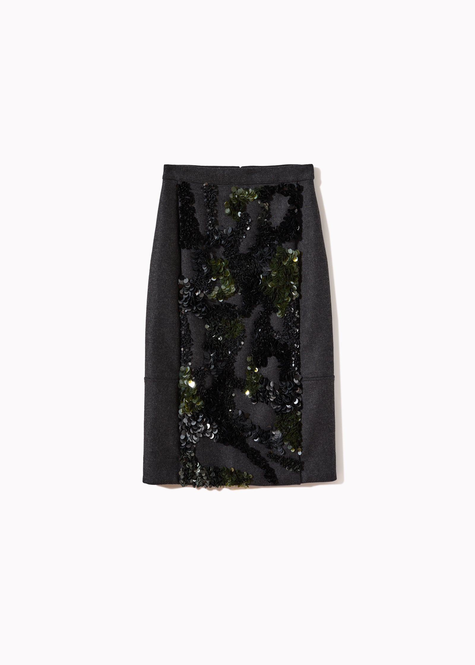 GONNA IN LANA GRIGIA CON INSERTO DI PAILLETTES