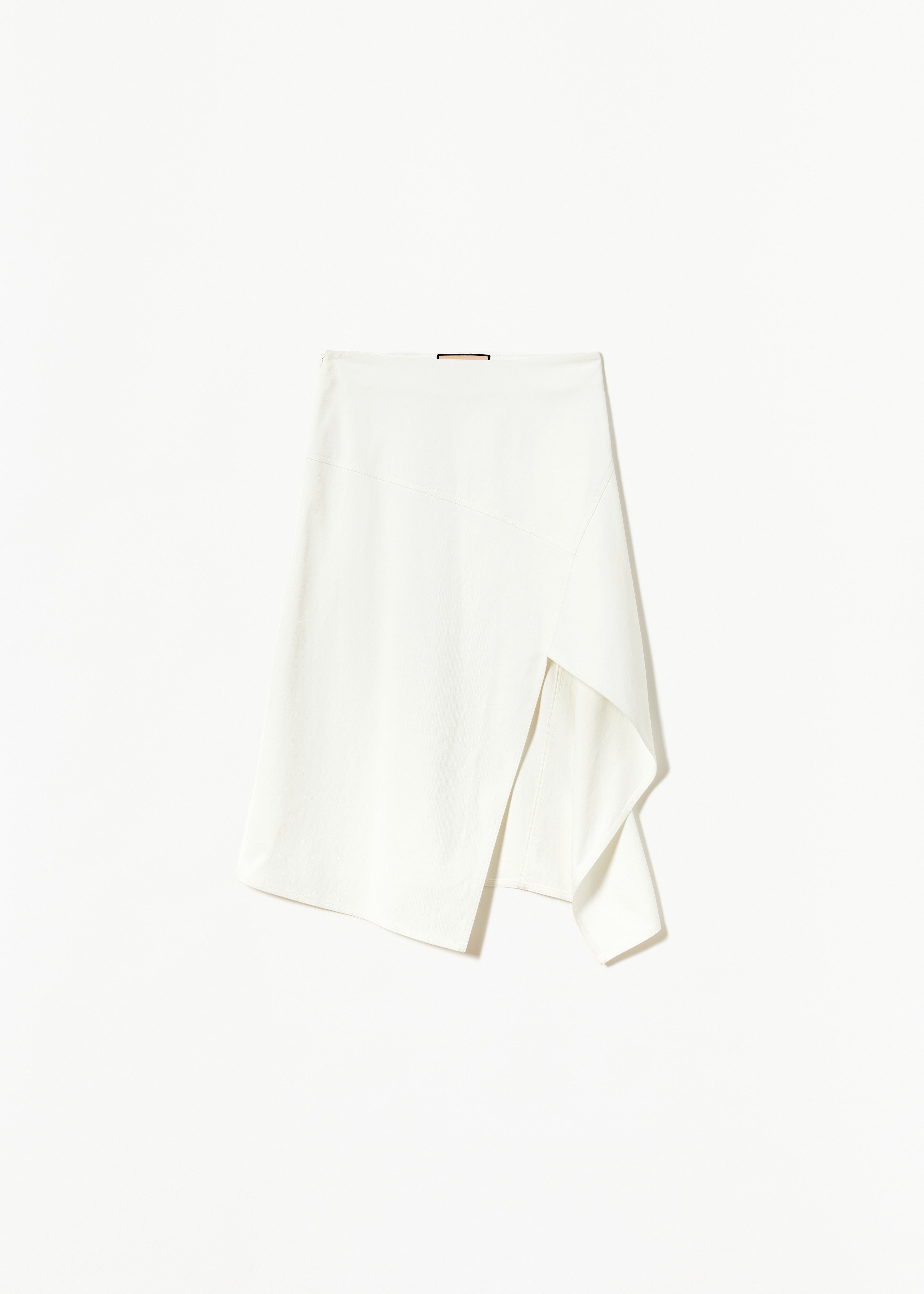 WHITE PANEL SKIRT WITH SIDE SLIT