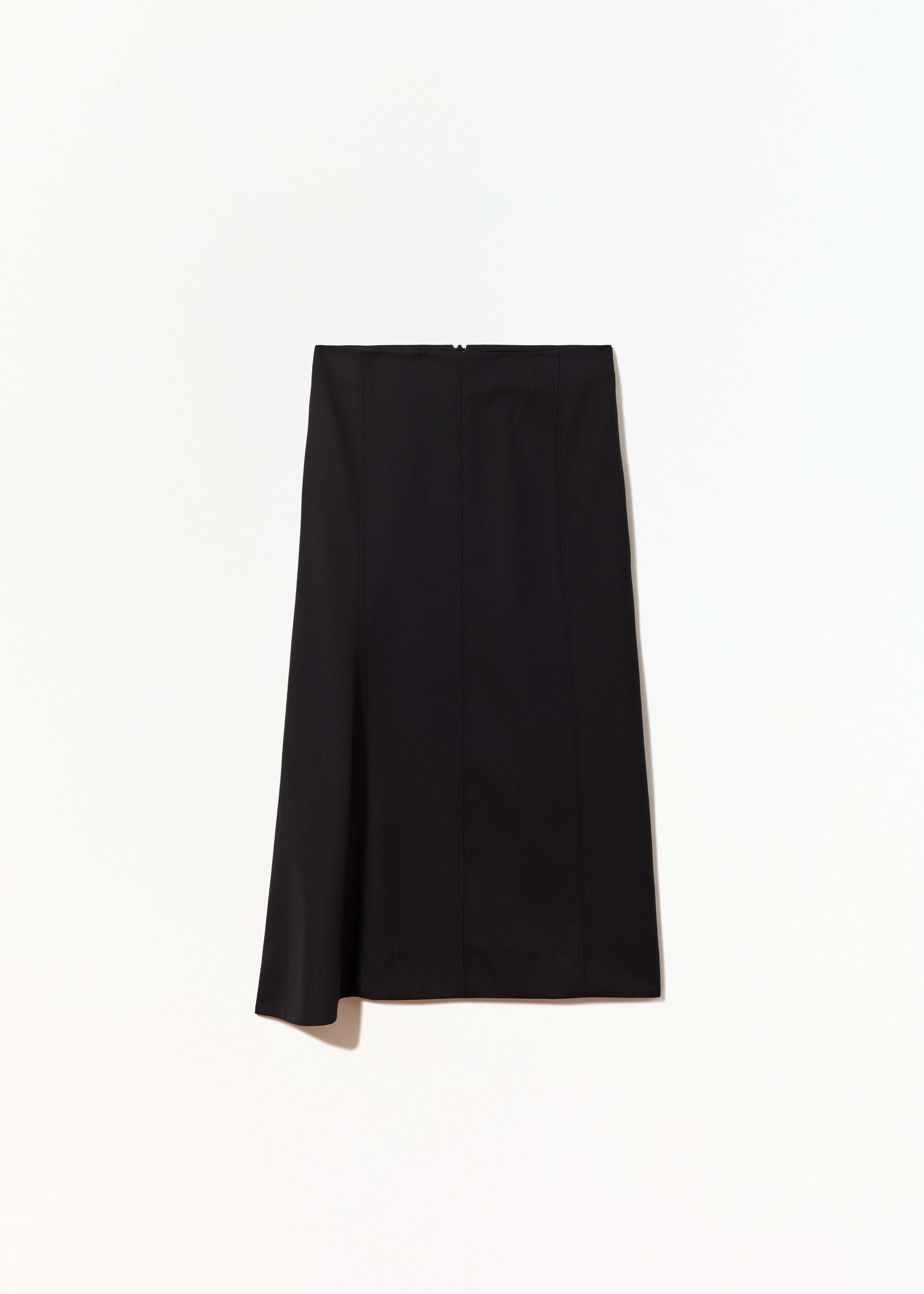 BLACK ASYMMETRIC WOOL SKIRT