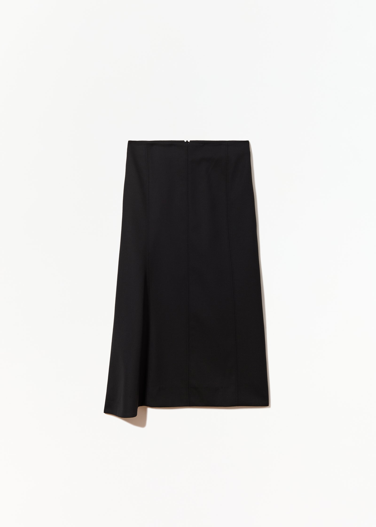 BLACK ASYMMETRIC WOOL SKIRT