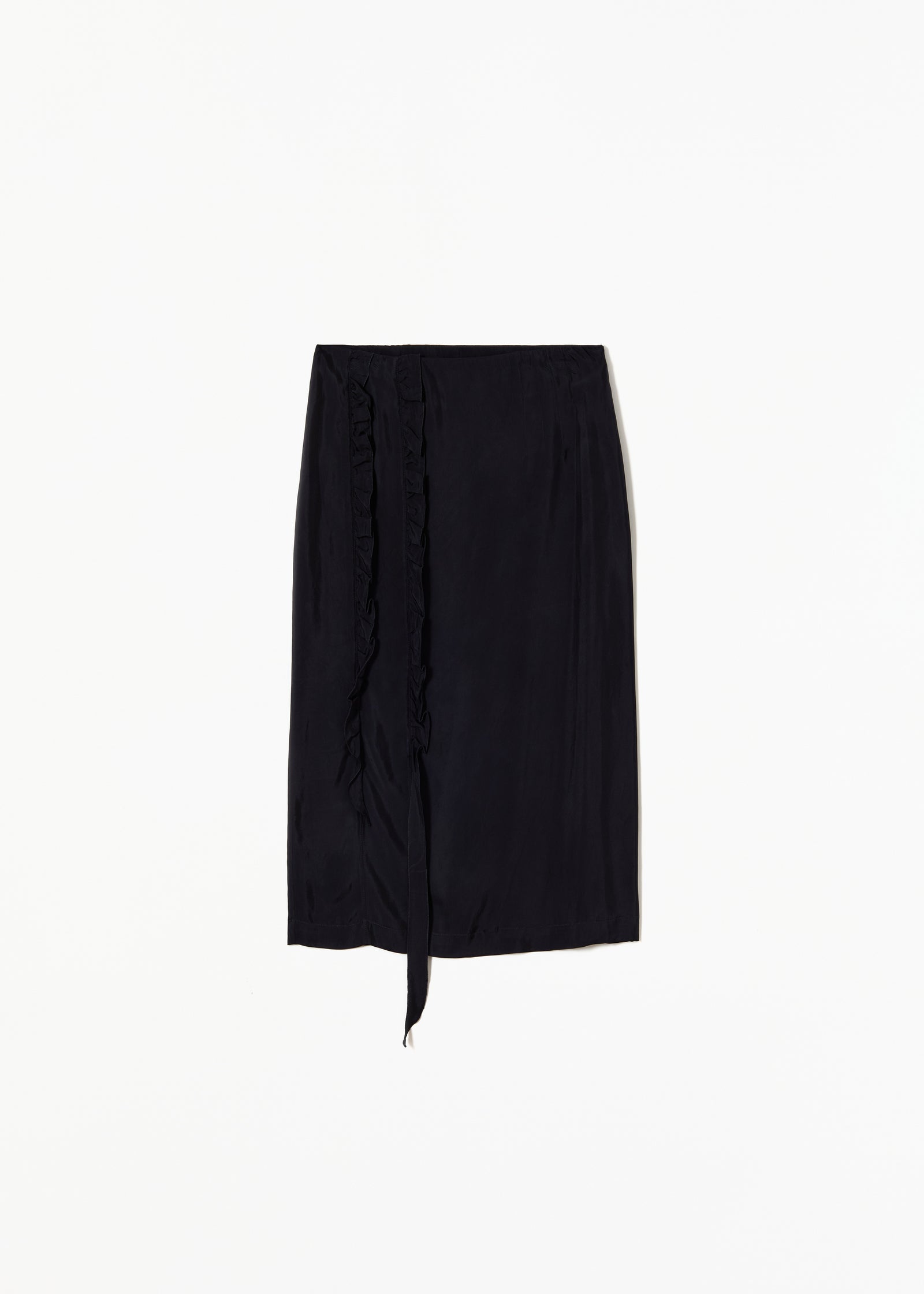 BLUE BLACK MIDI SKIRT WITH RUFFLES