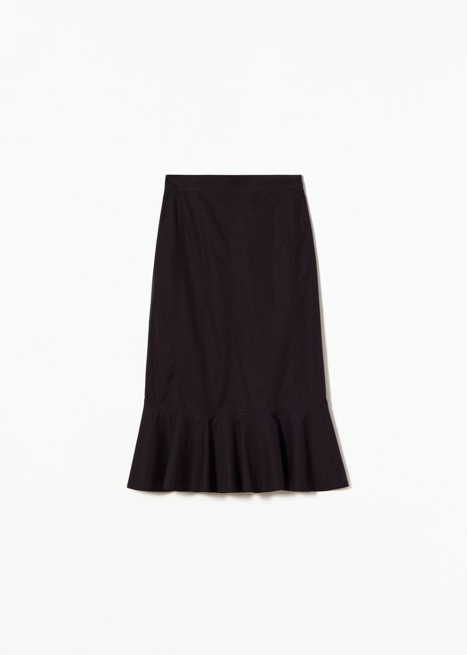 POPELINE SKIRT WITH RUFFLED HEMLINE