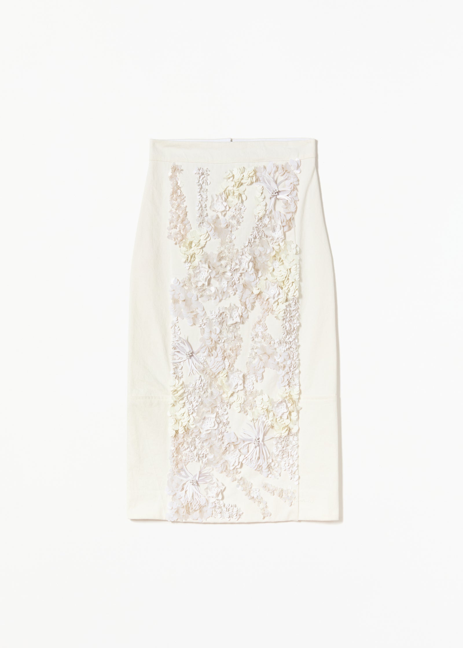 WHITE DRILL SKIRT WITH SEQUINS PANEL