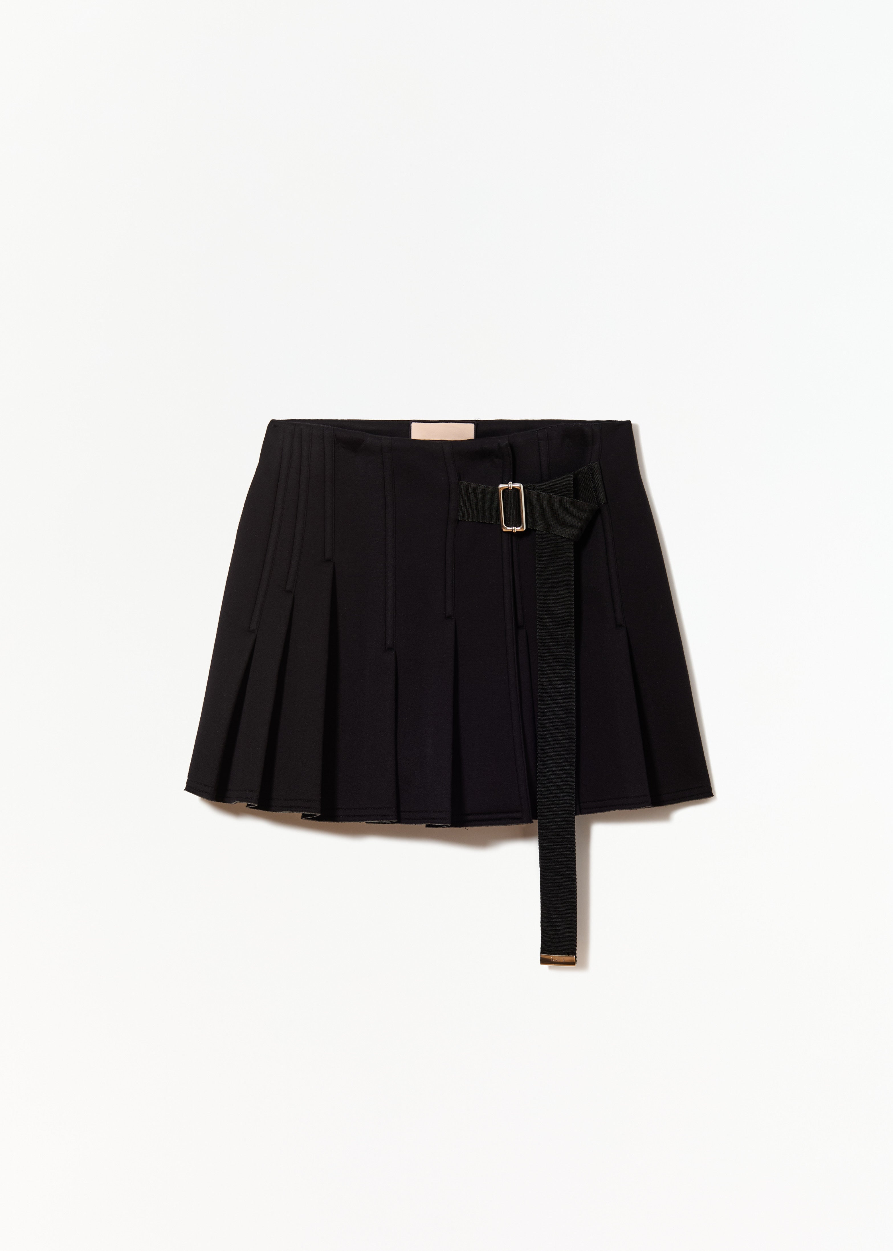 BLACK SCUBA MINI PLEATED SKIRT