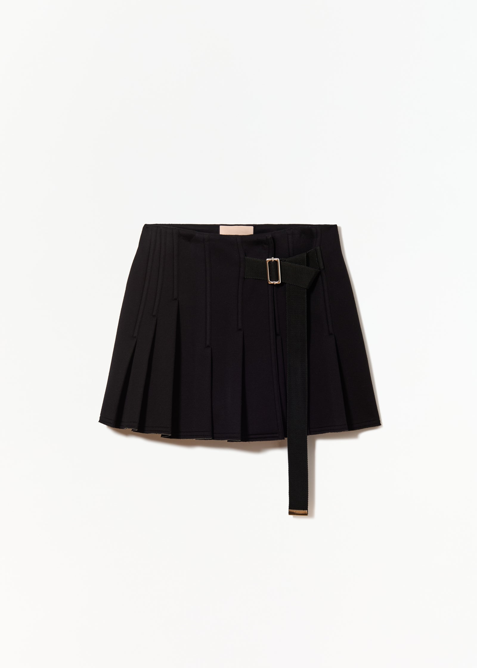 BLACK SCUBA MINI PLEATED SKIRT