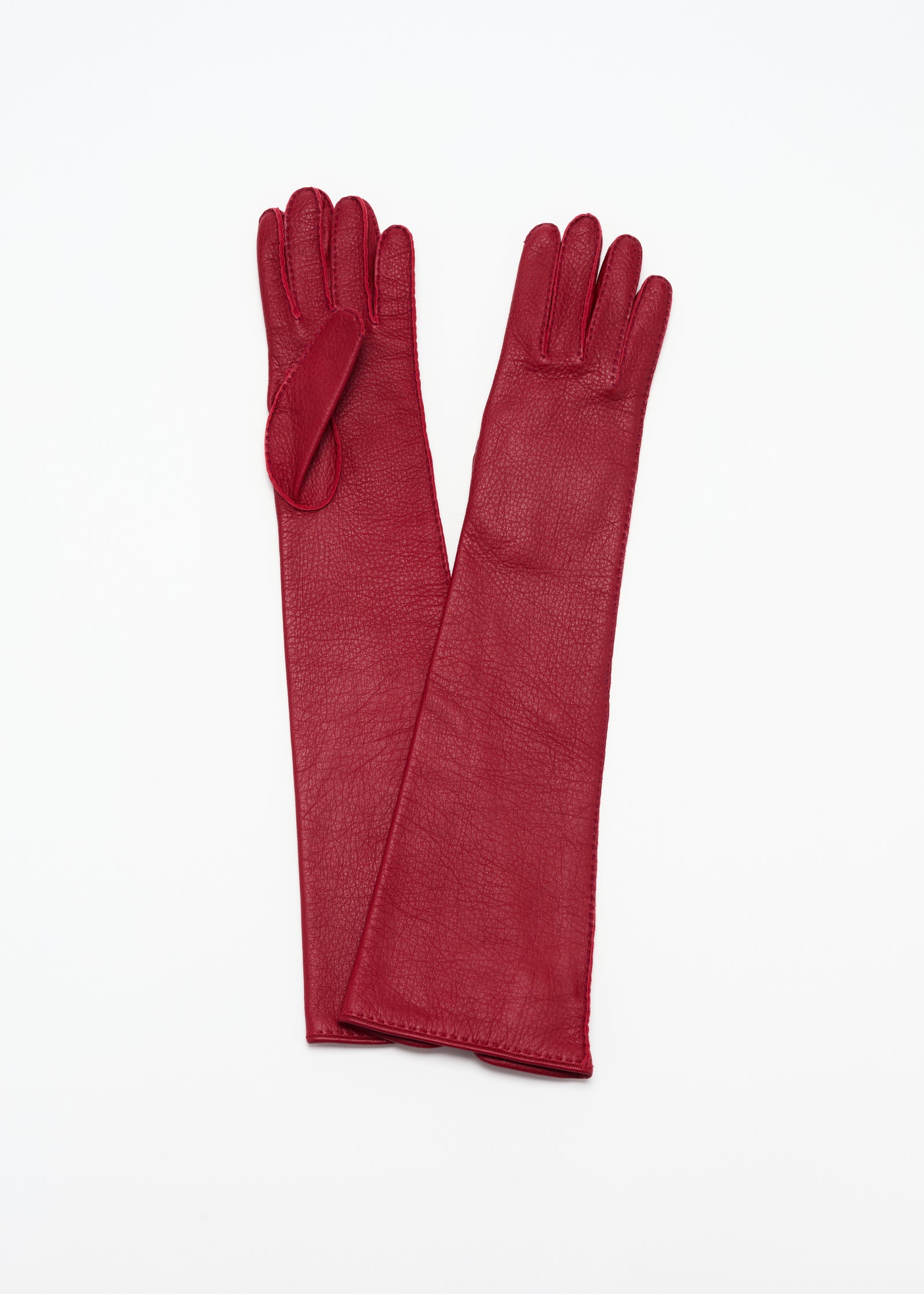 VERMILLION RED LONG LEATHER GLOVES