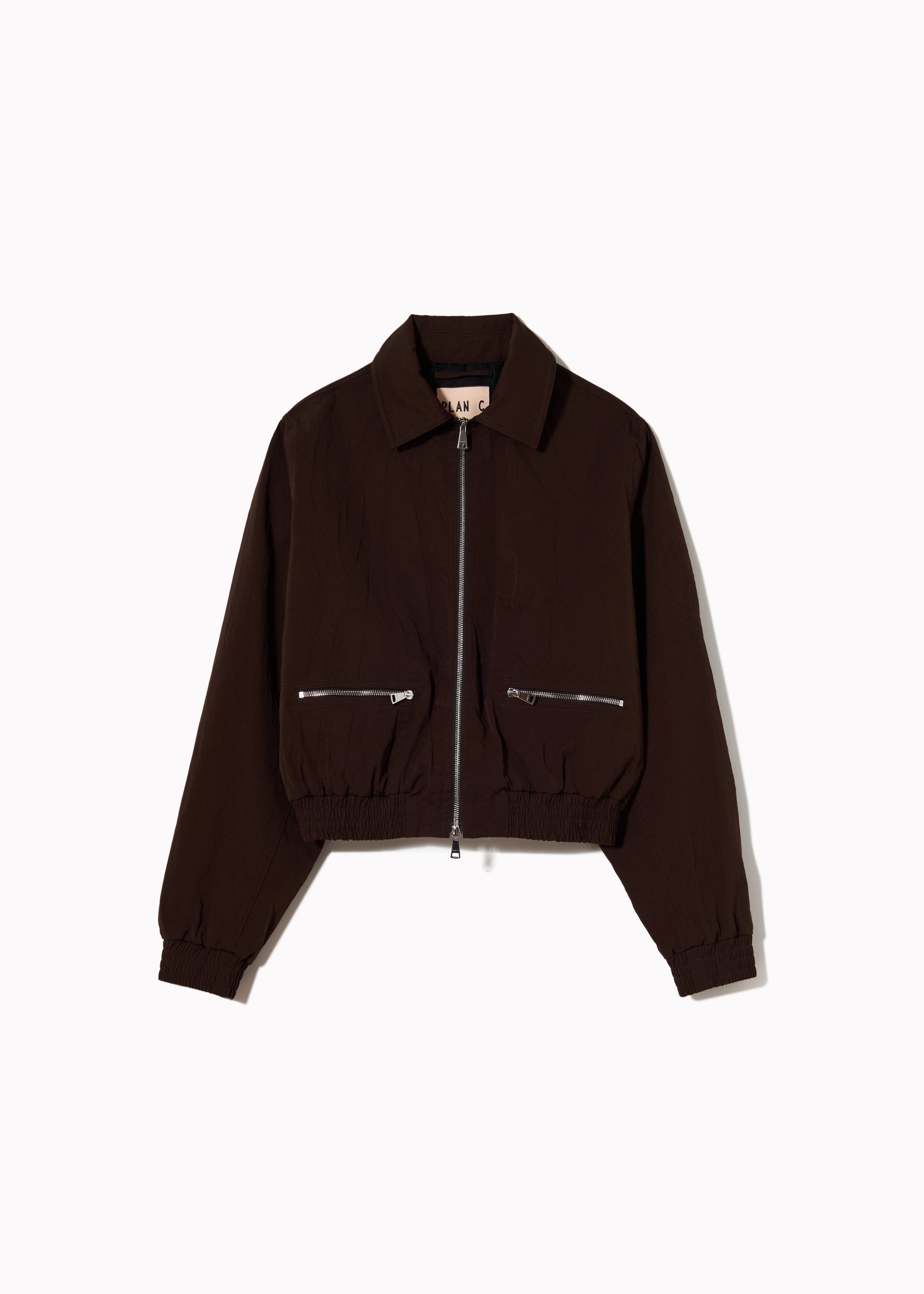 DARK BROWN TWILL BOMBER JACKET