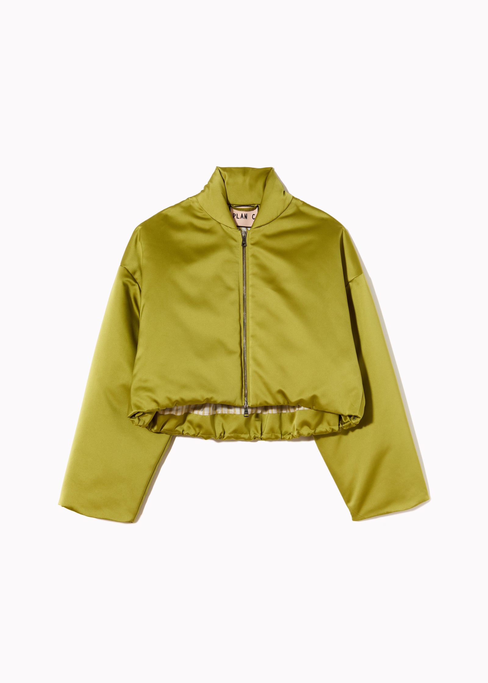 BOMBER CORTA IN DUCHESSE LIMONE
