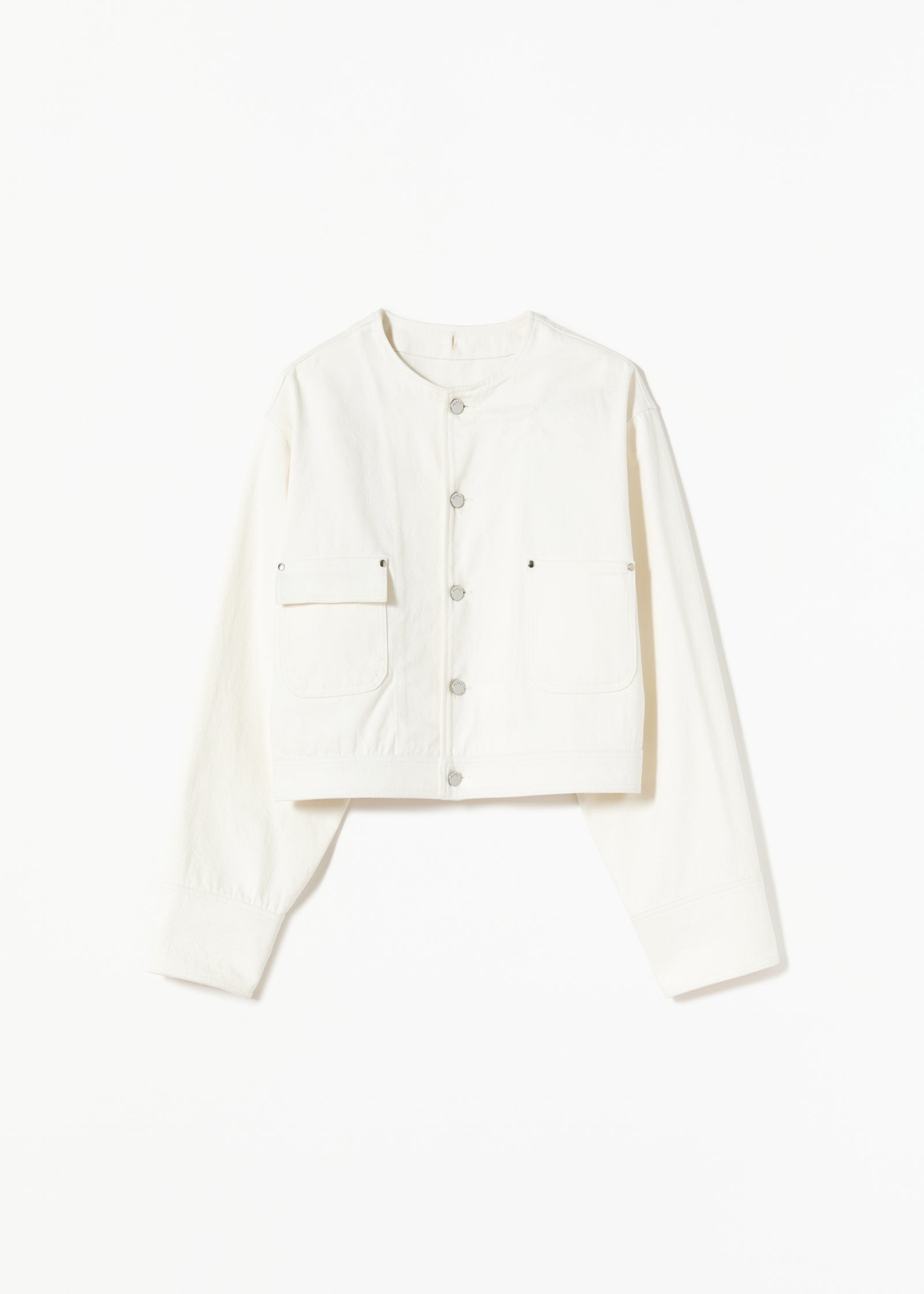 WHITE DRILL CROPPED JACKET