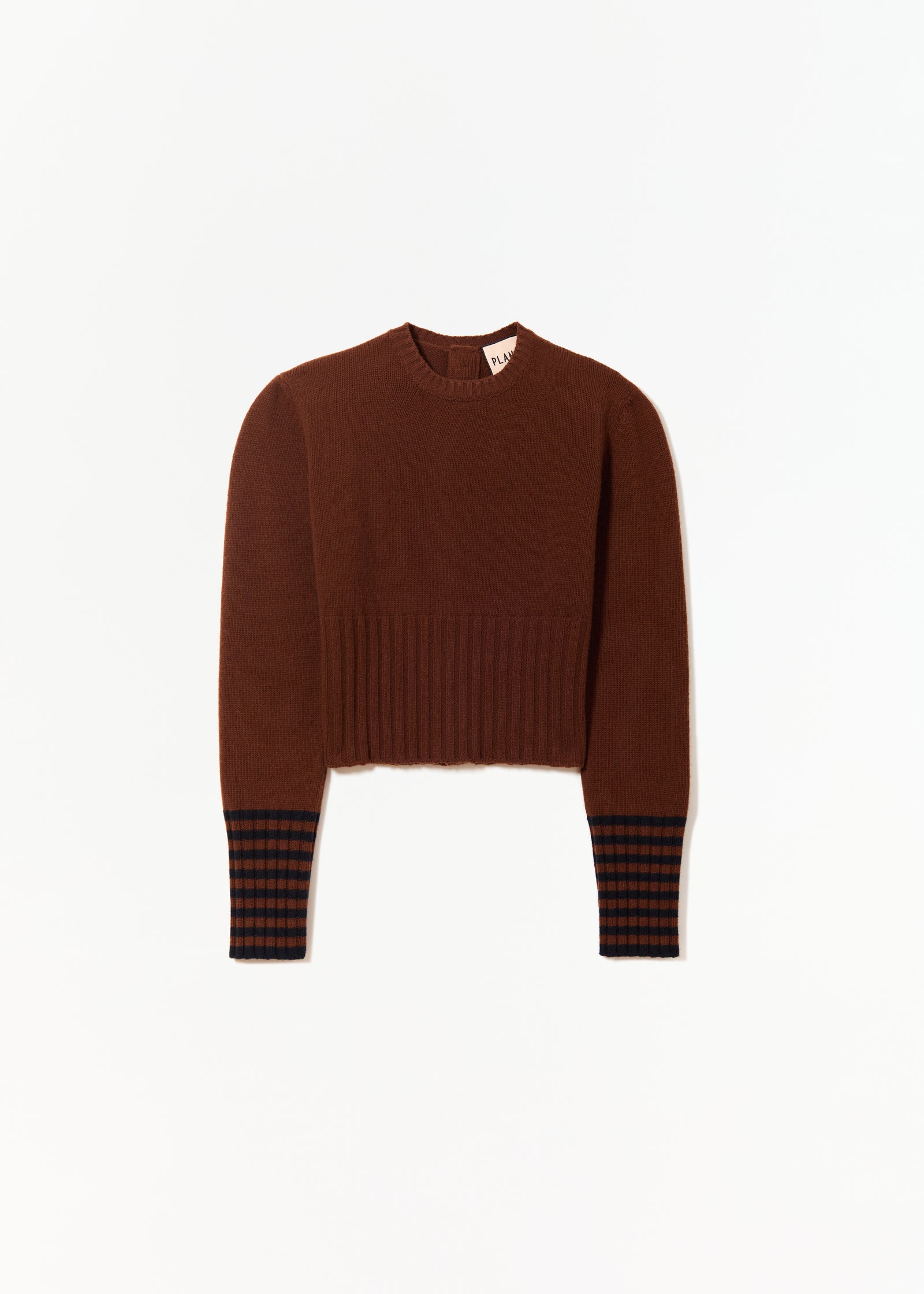 BROWN BLUE CREW NECK SWEATER