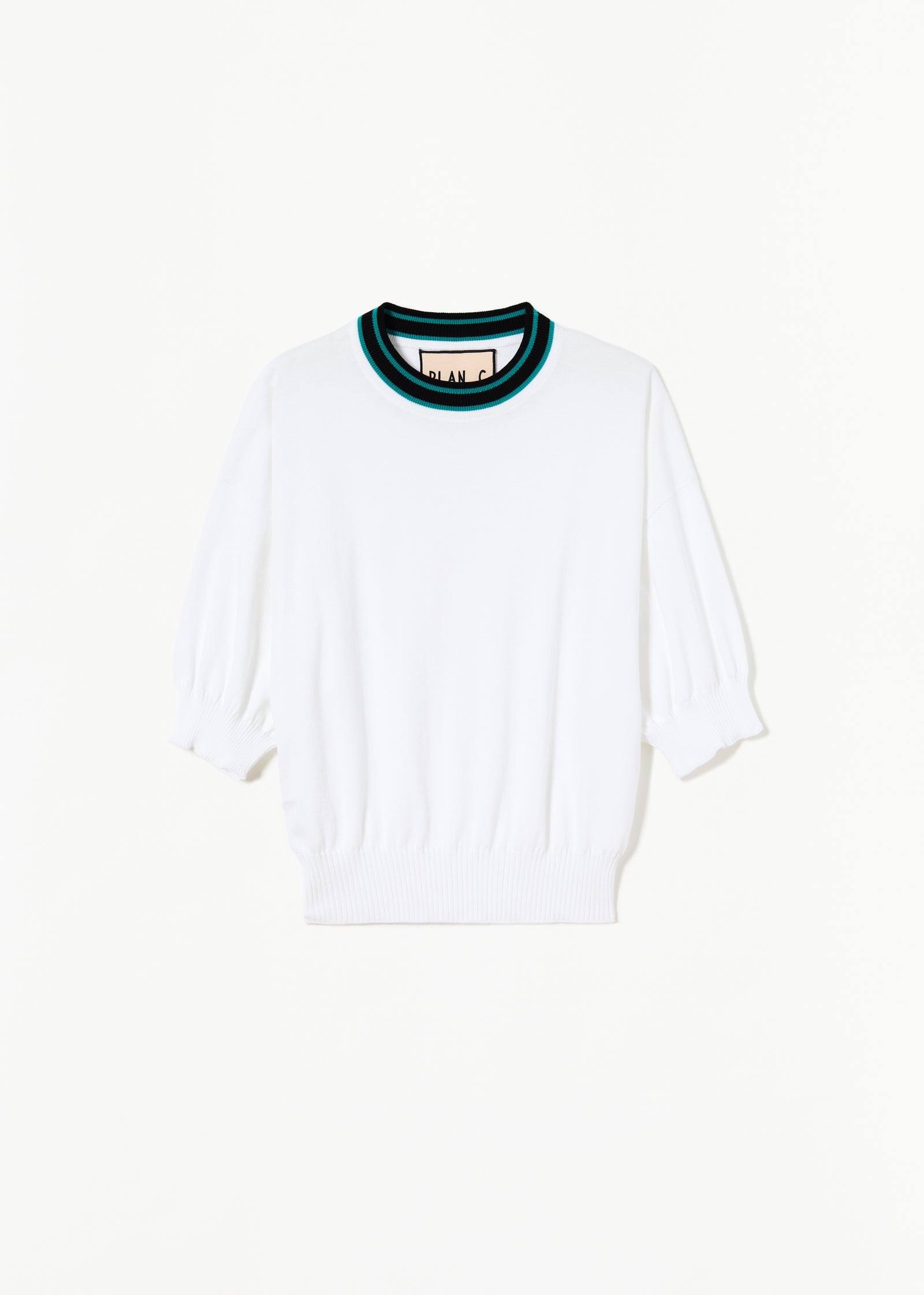 WHITE COTTON KNITTED SWEATER