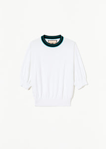 WHITE COTTON KNITTED SWEATER