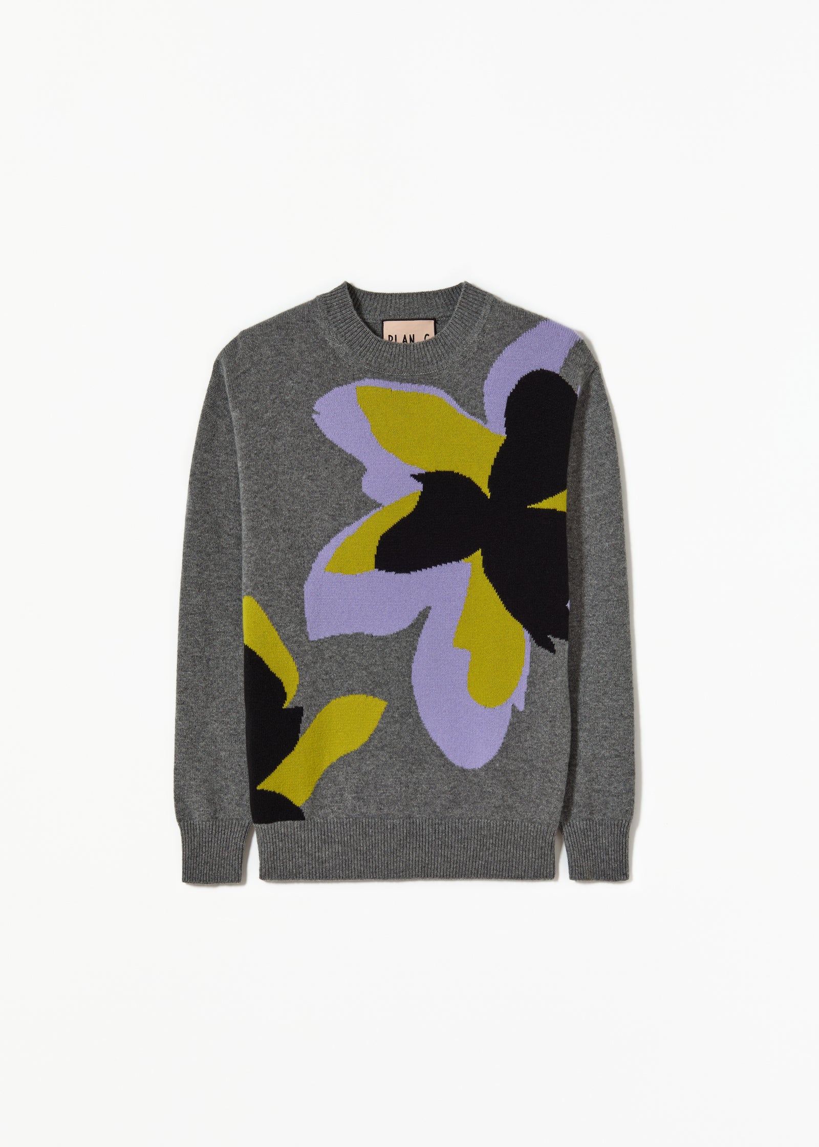 FLOWER PRINT CASHMERE SWEATER