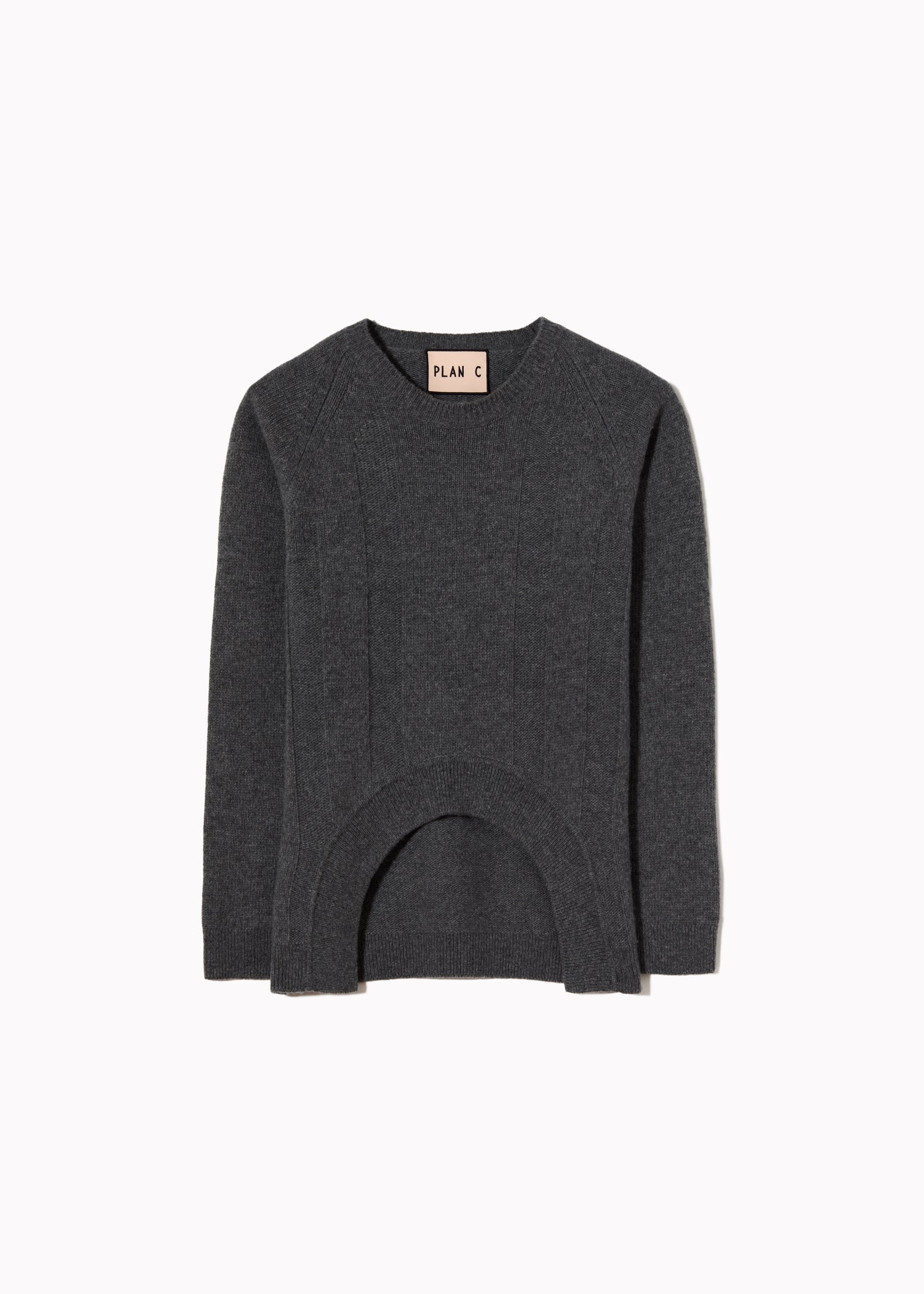 ASYMMETRIC GREY WOOL CASHMERE SWEATER