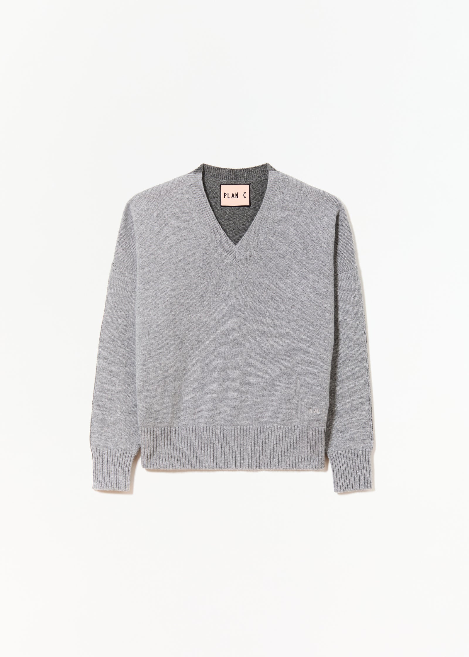 BI-COLOR V-NECK CASHMERE SWEATER