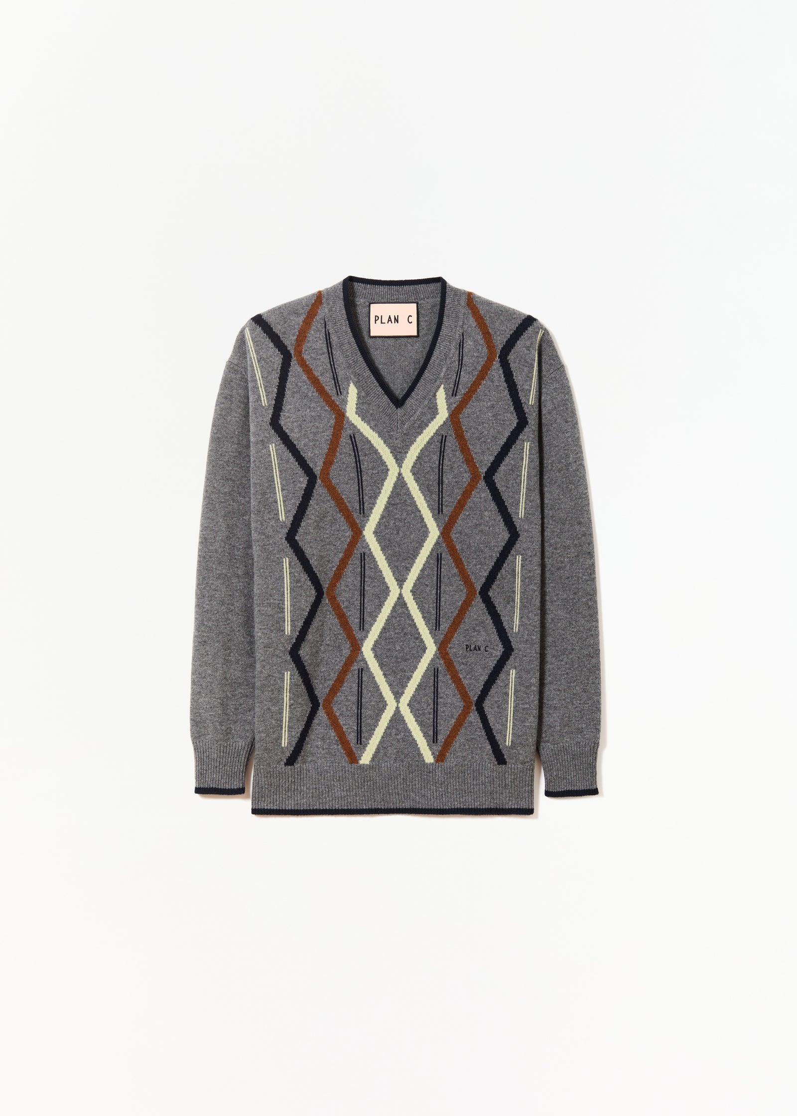 ARGYLE  V-NECK CASHMERE KNIT