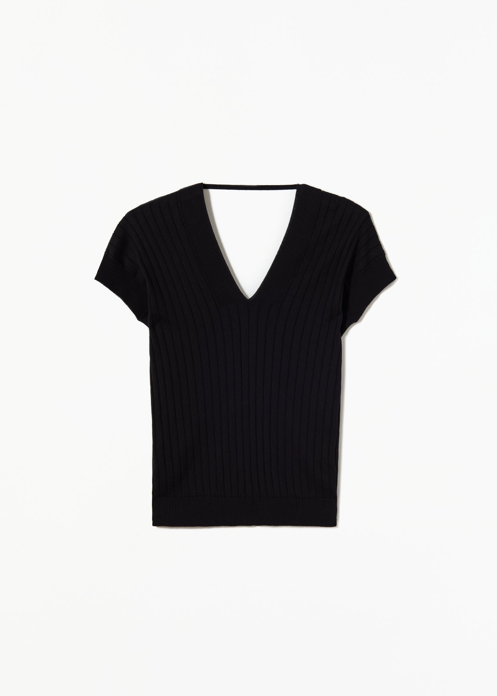 Maglia a coste con scollo a V