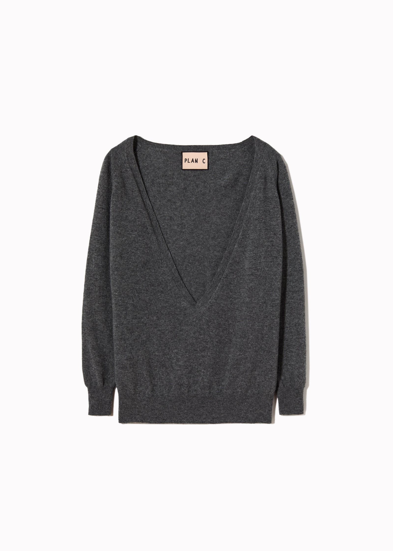 GREY DEEP V-NECK SWEATER