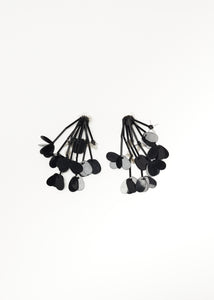 BLACK CLIP-ON EARRING WITH SEQUIN FRINGES