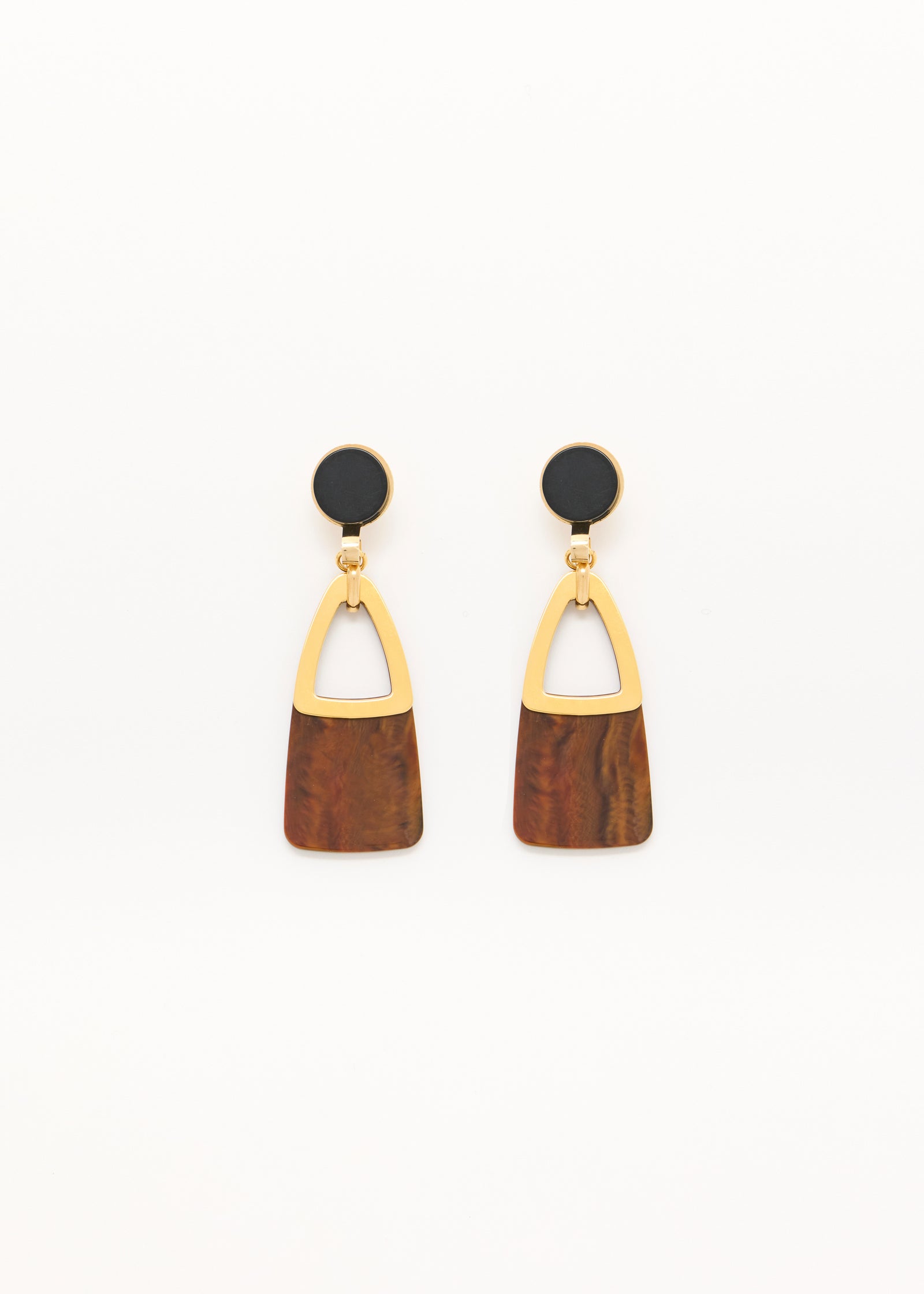 GEOMETRIC METAL AND RESIN DROP EARRINGS