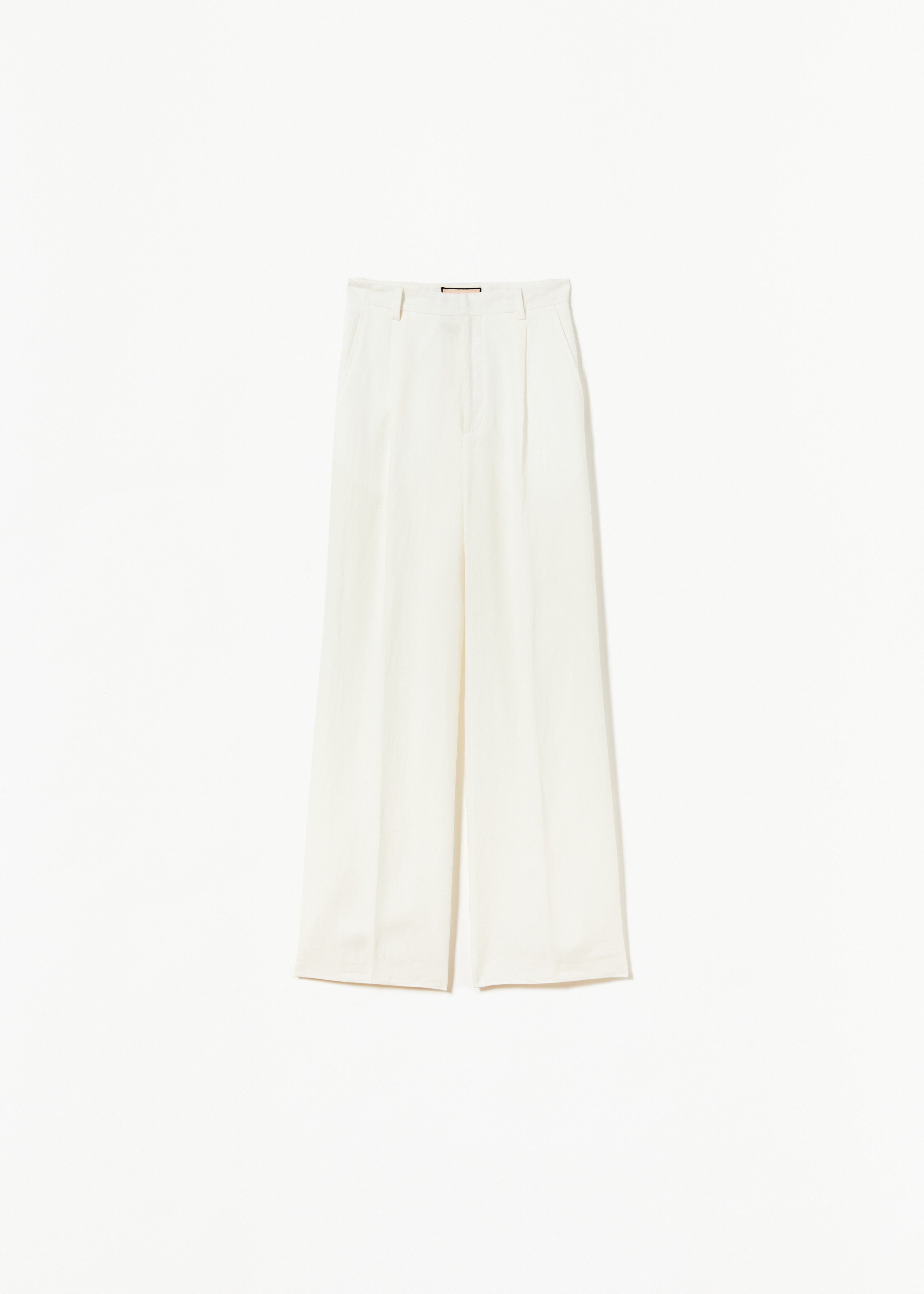 WHITE LINEN WIDE LEG TROUSERS