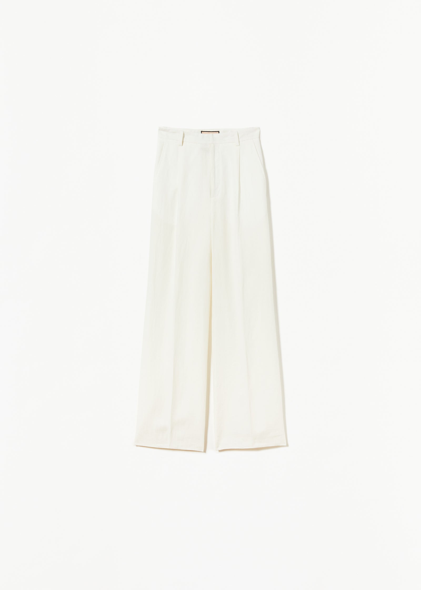 WHITE LINEN WIDE LEG TROUSERS