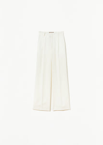 WHITE LINEN WIDE LEG TROUSERS