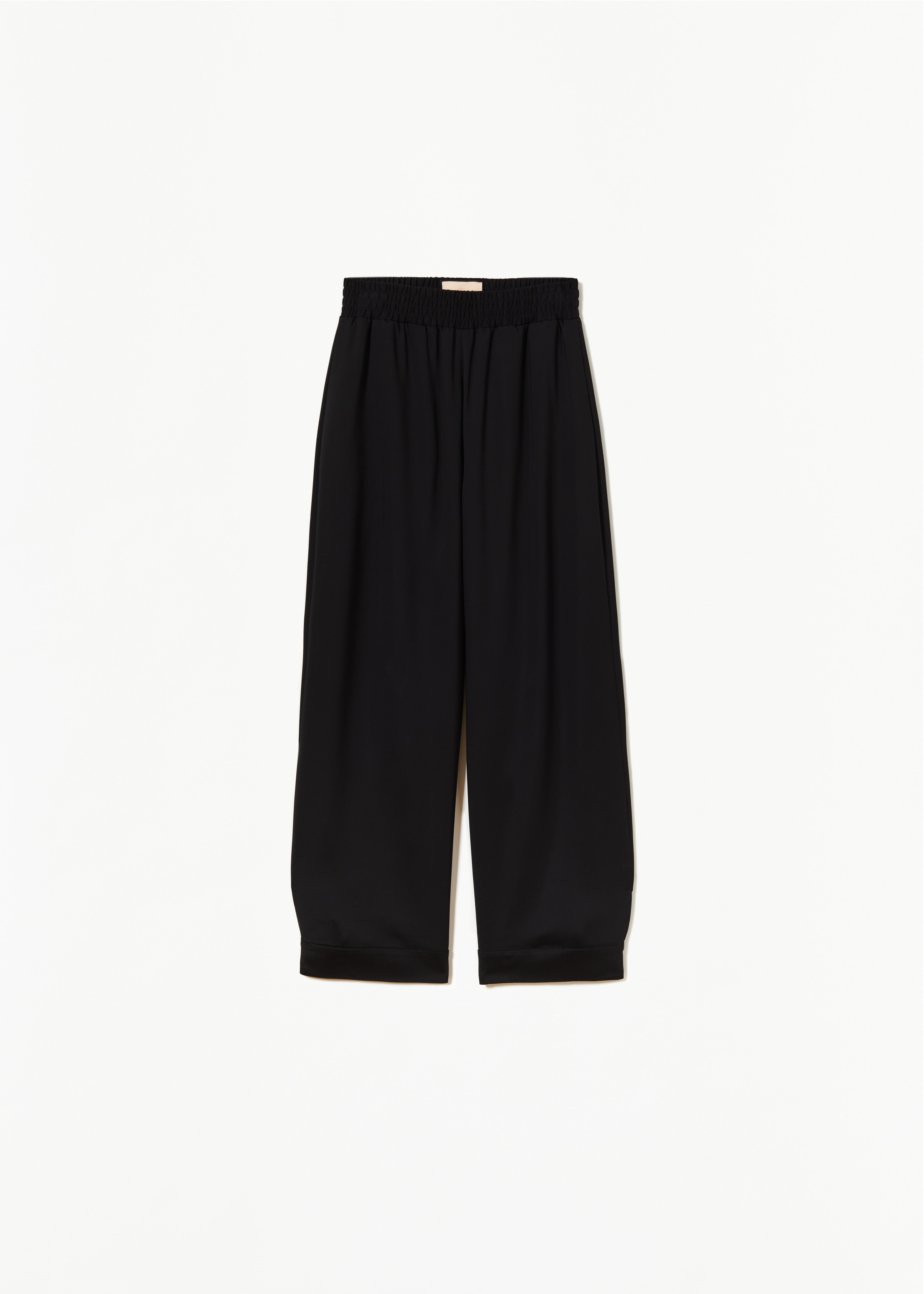 ELASTICATED BLACK VISCOSE PANTS