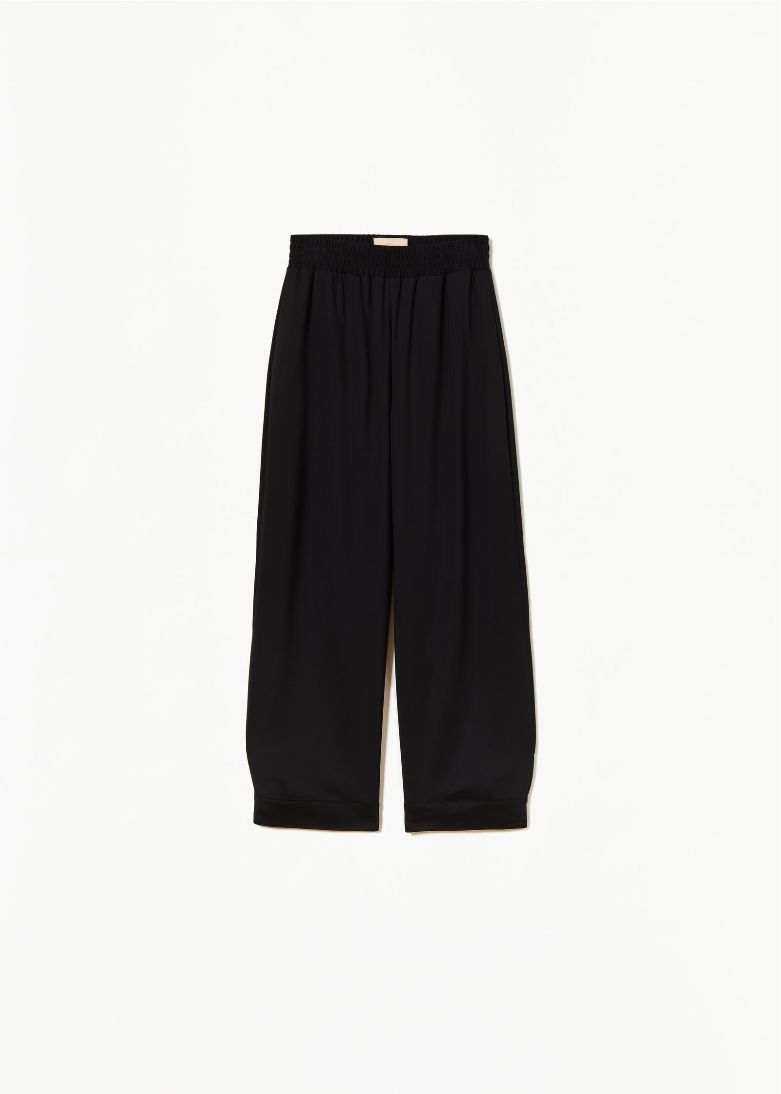 ELASTICATED BLACK VISCOSE PANTS