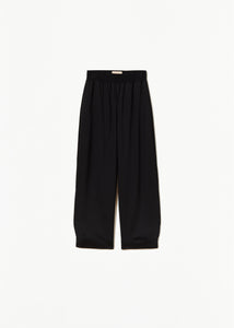 ELASTICATED BLACK VISCOSE PANTS