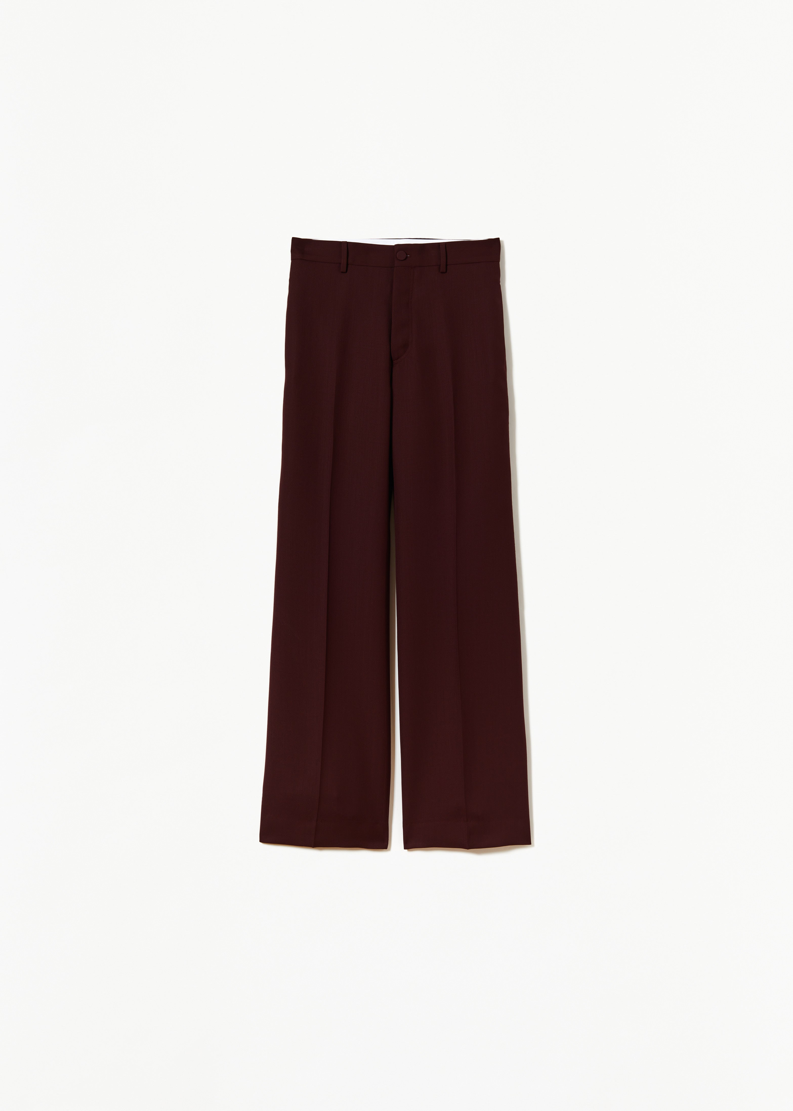 PANTALONE IN LANA BORDEAUX A GAMBA SVASATA