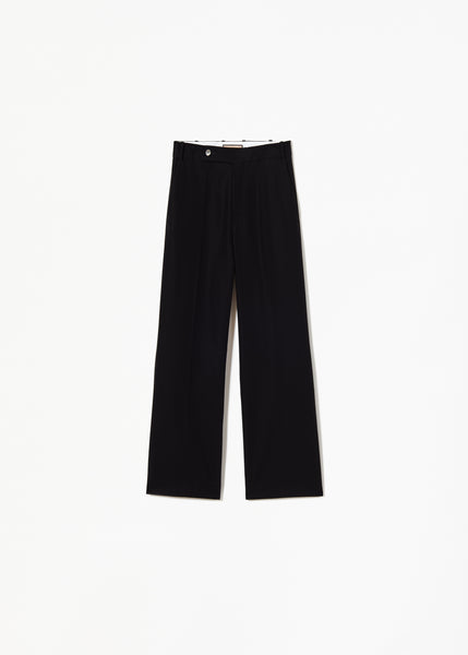 Black flared pants in crepe cotton - Plan C