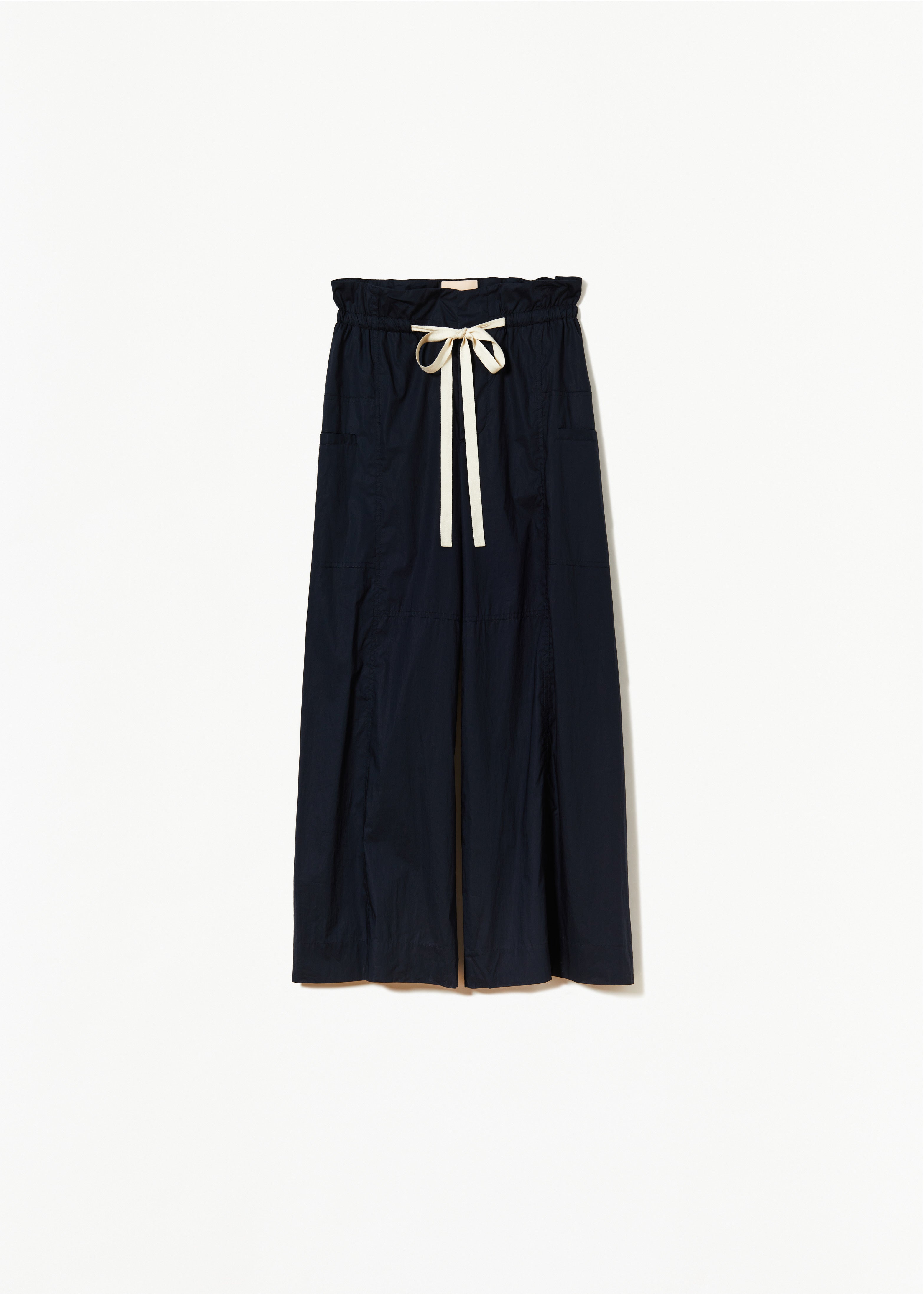 BLUE COTTON DRAWSTRING TROUSERS