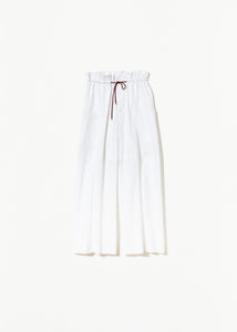 WHITE COTTON DRAWSTRING TROUSERS