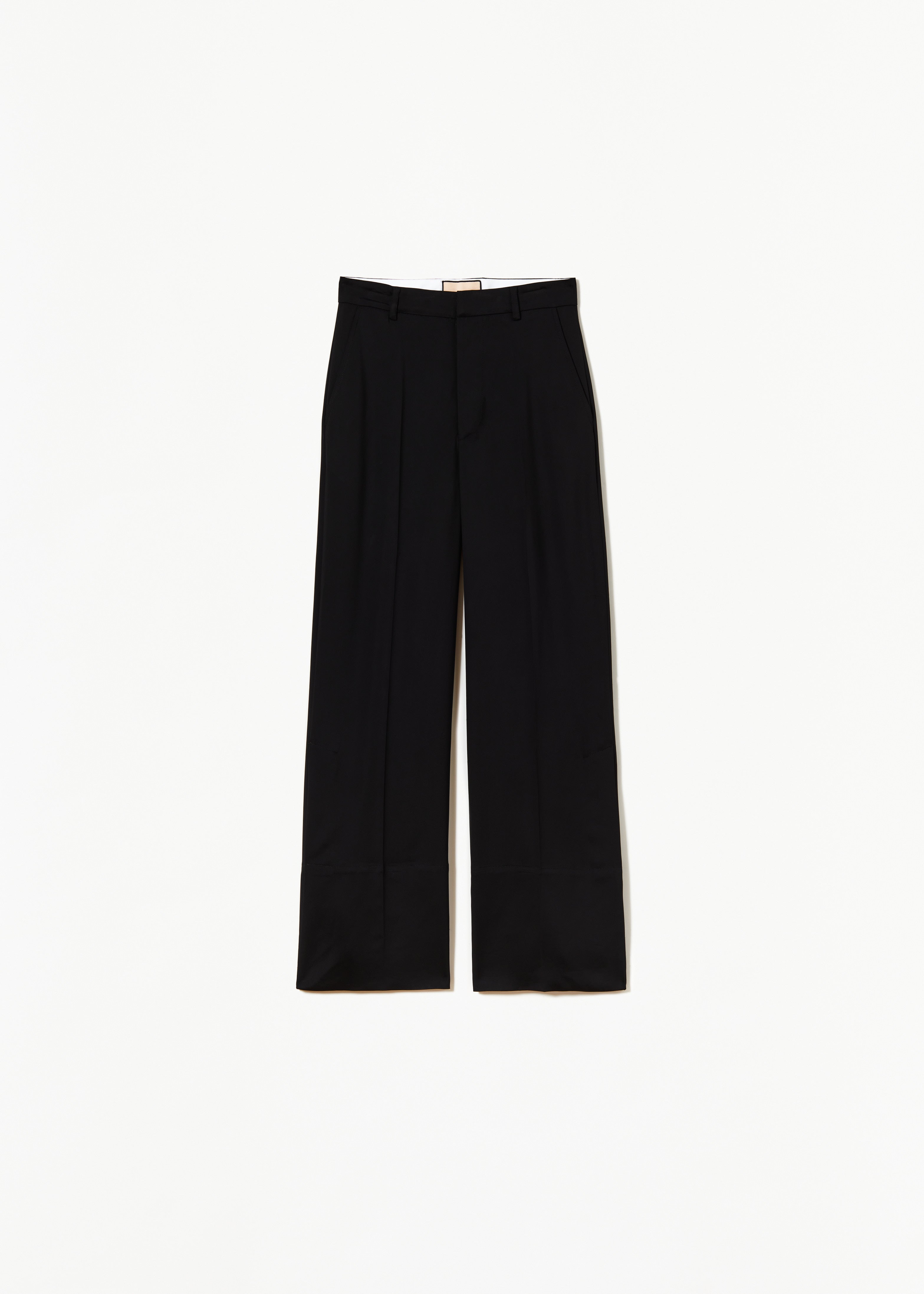 WIDE LEG BLACK VISCOSE PANTS