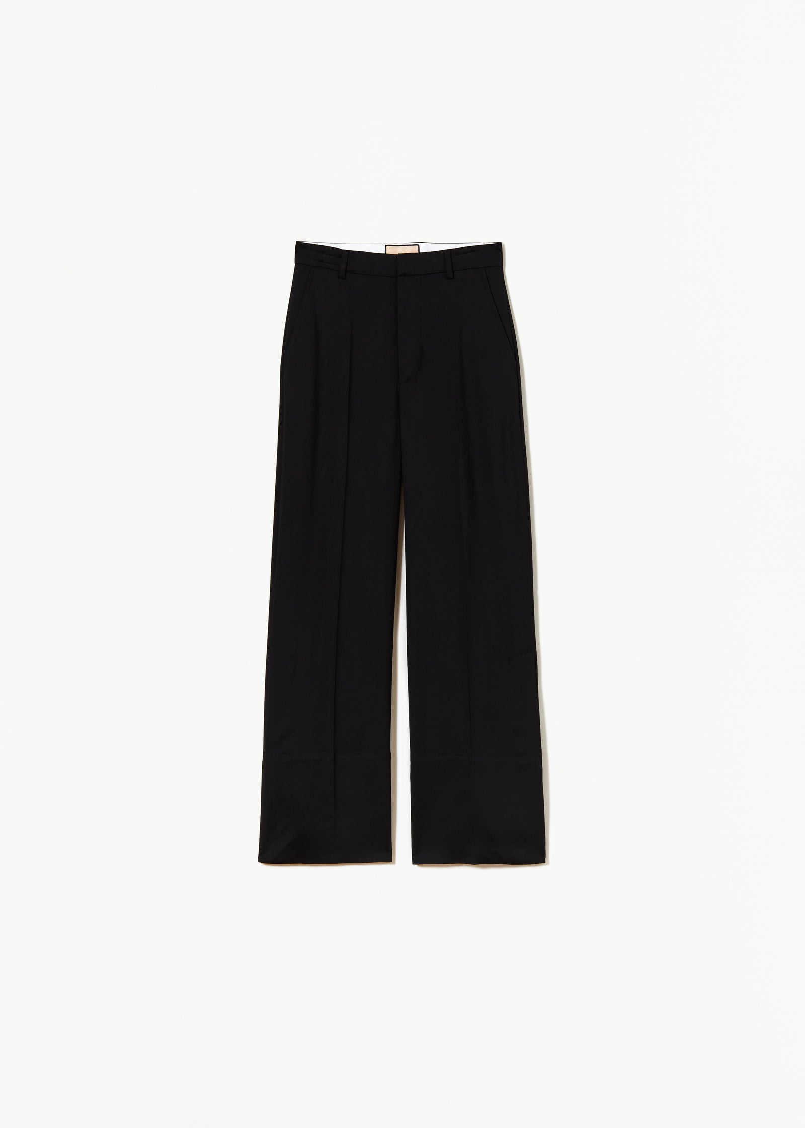 WIDE LEG BLACK VISCOSE PANTS