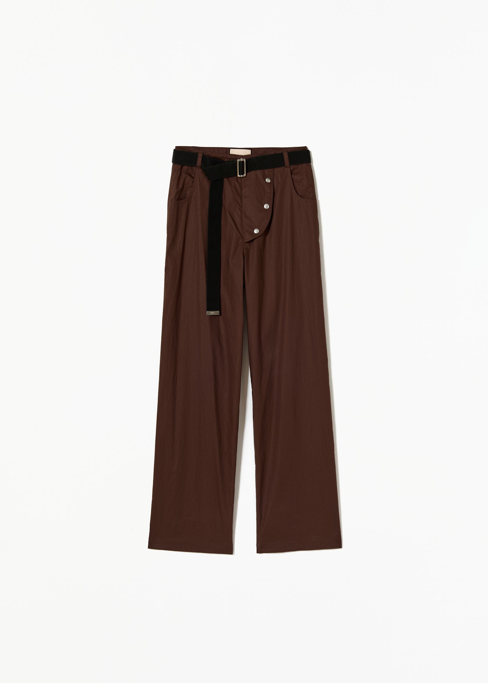 PANTALONI MARRONI IN TWILL PARACADUTE LEGGERO