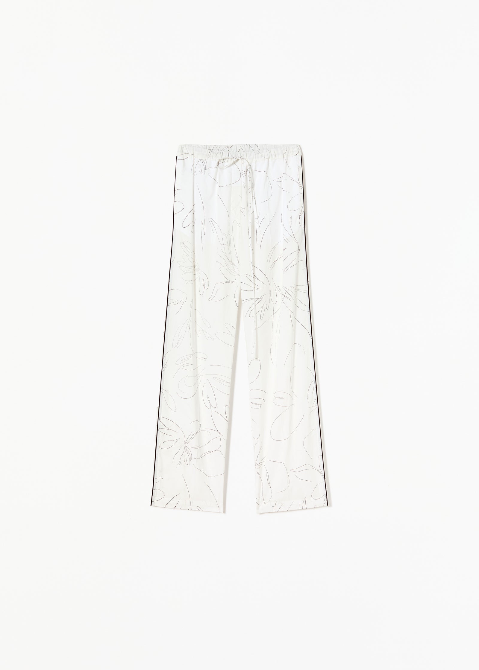PANTALONI IN COTONE BIANCO A FIORI
