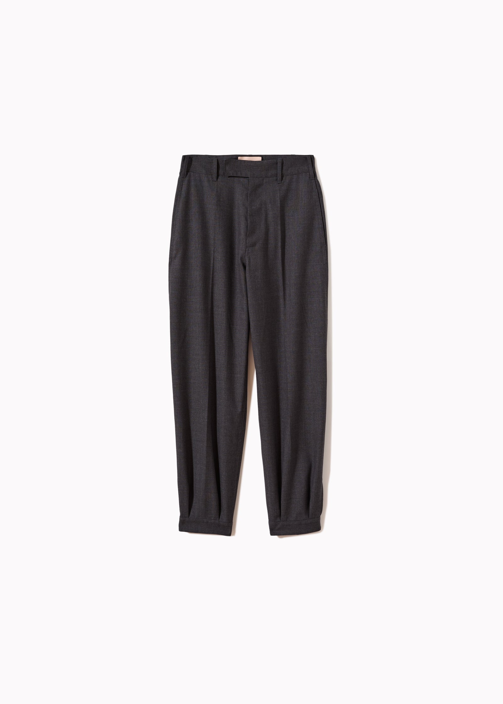 GREY MELANGE WOOL TWILL TROUSERS