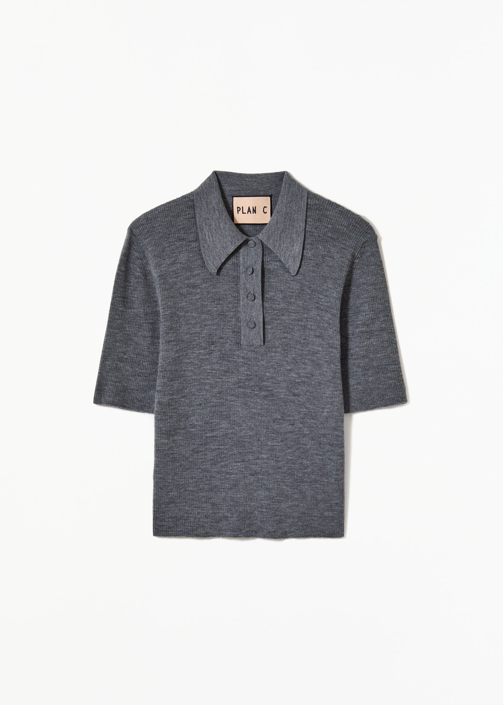 GREY MELANGE MERINO POLO