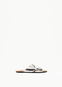 SILVER CROSS STRAP LEATHER SANDALS