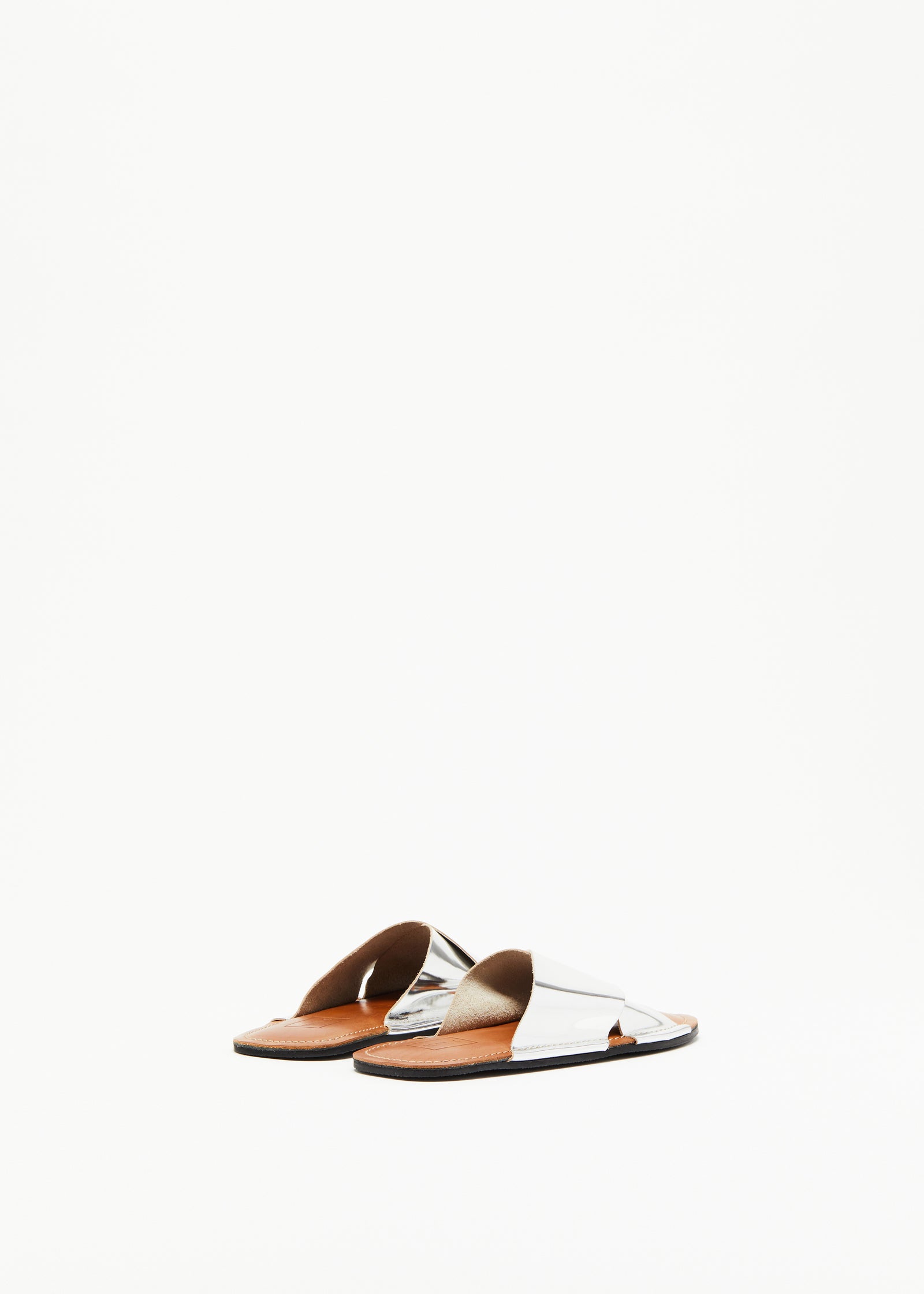 SILVER CROSS STRAP LEATHER SANDALS