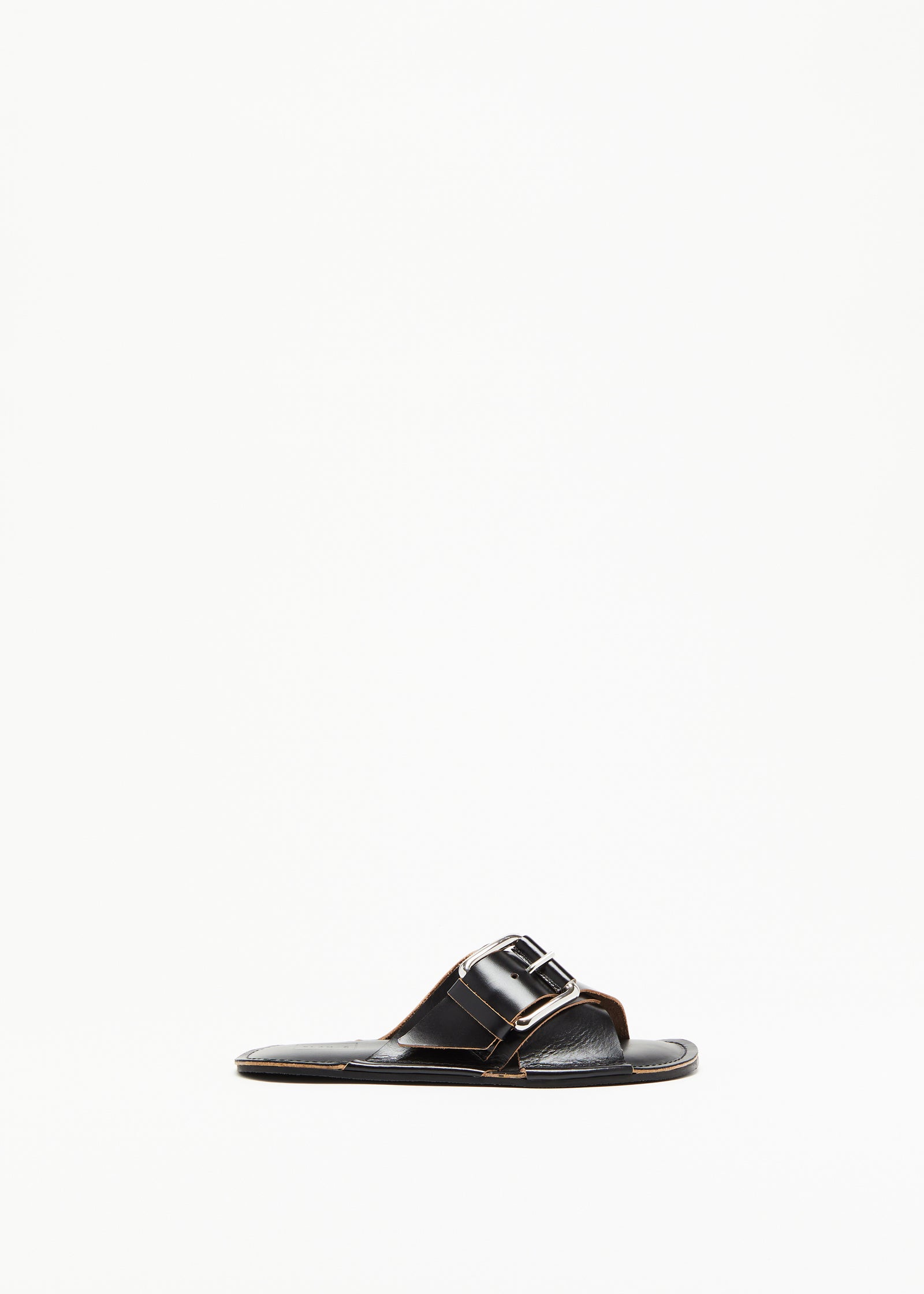 BLACK CROSS STRAP LEATHER SANDALS