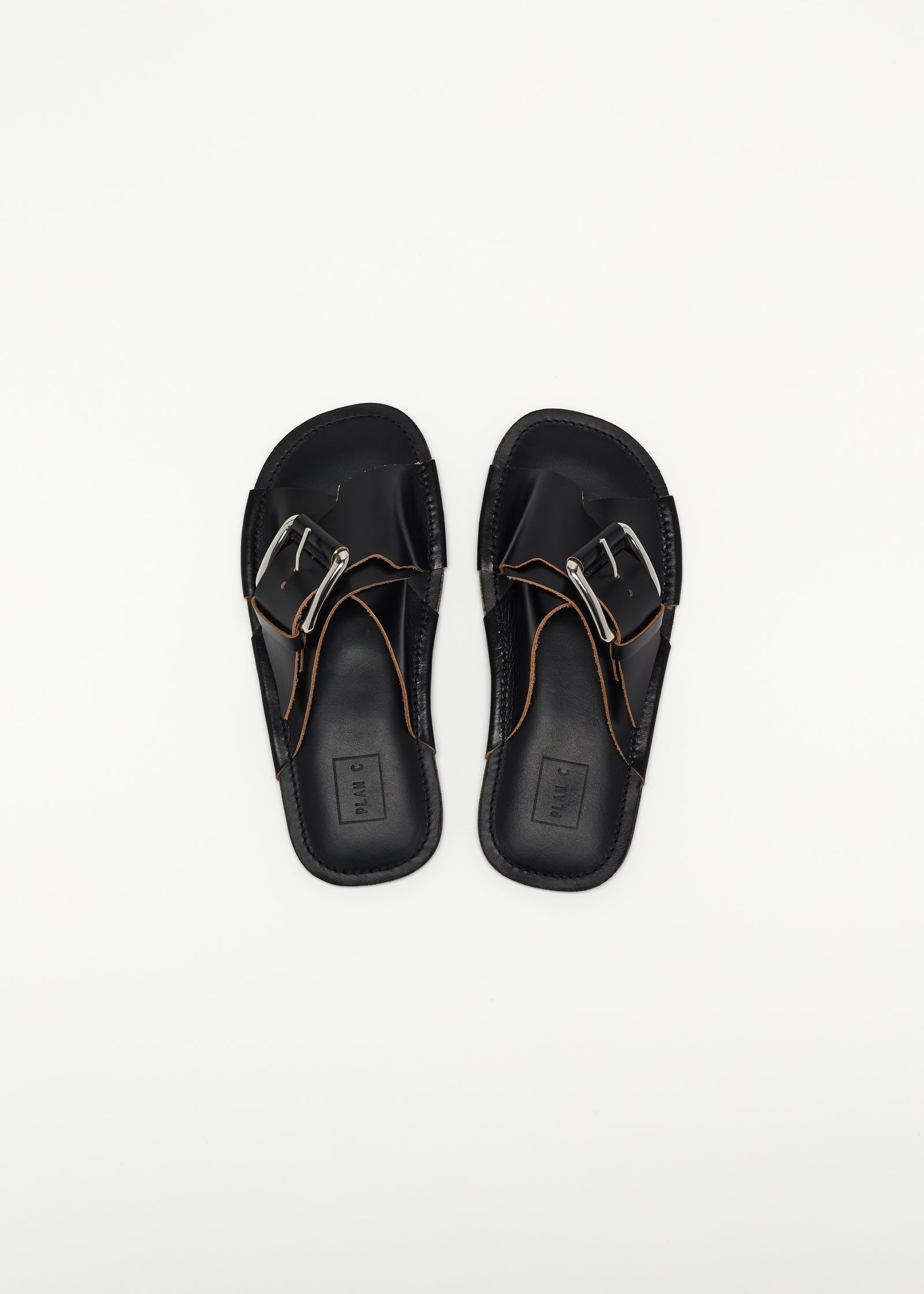 BLACK CROSS STRAP LEATHER SANDALS